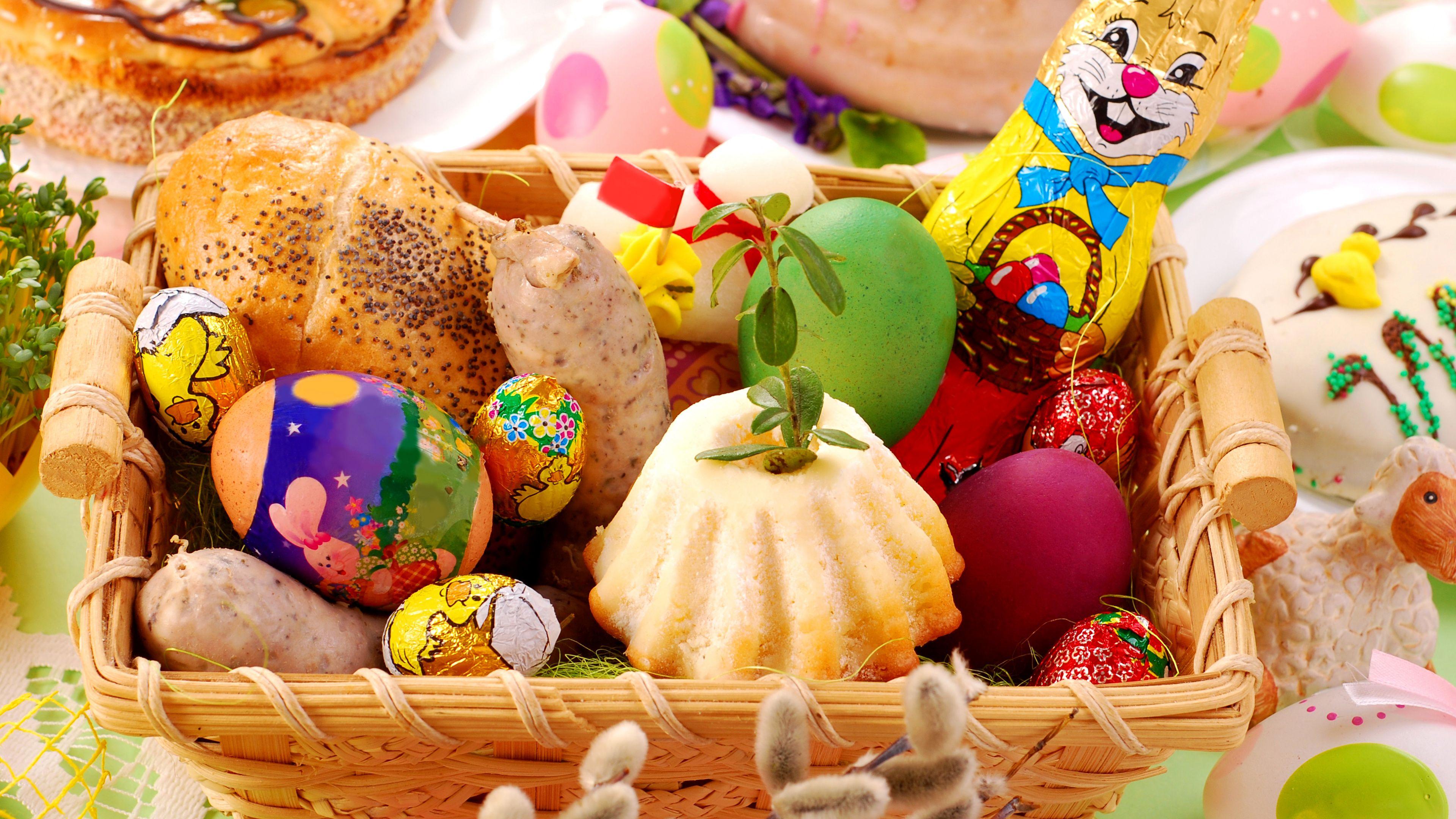 3840x2160 Download 3840x2160 Wallpaper Food, Easter, Vegetable, Gift Basket
