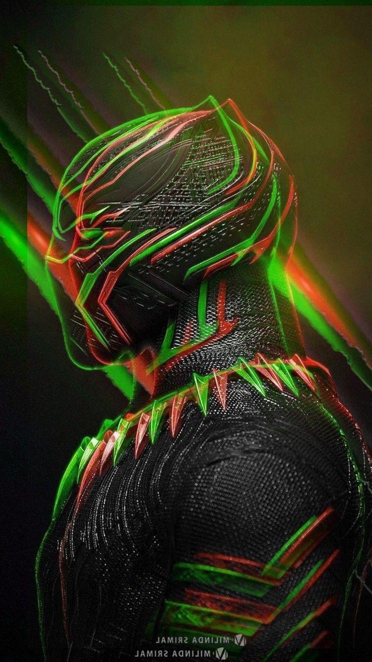 736x1308 Black Panther green & red 3D. Black panther marvel, Black panther drawing, Black panther art