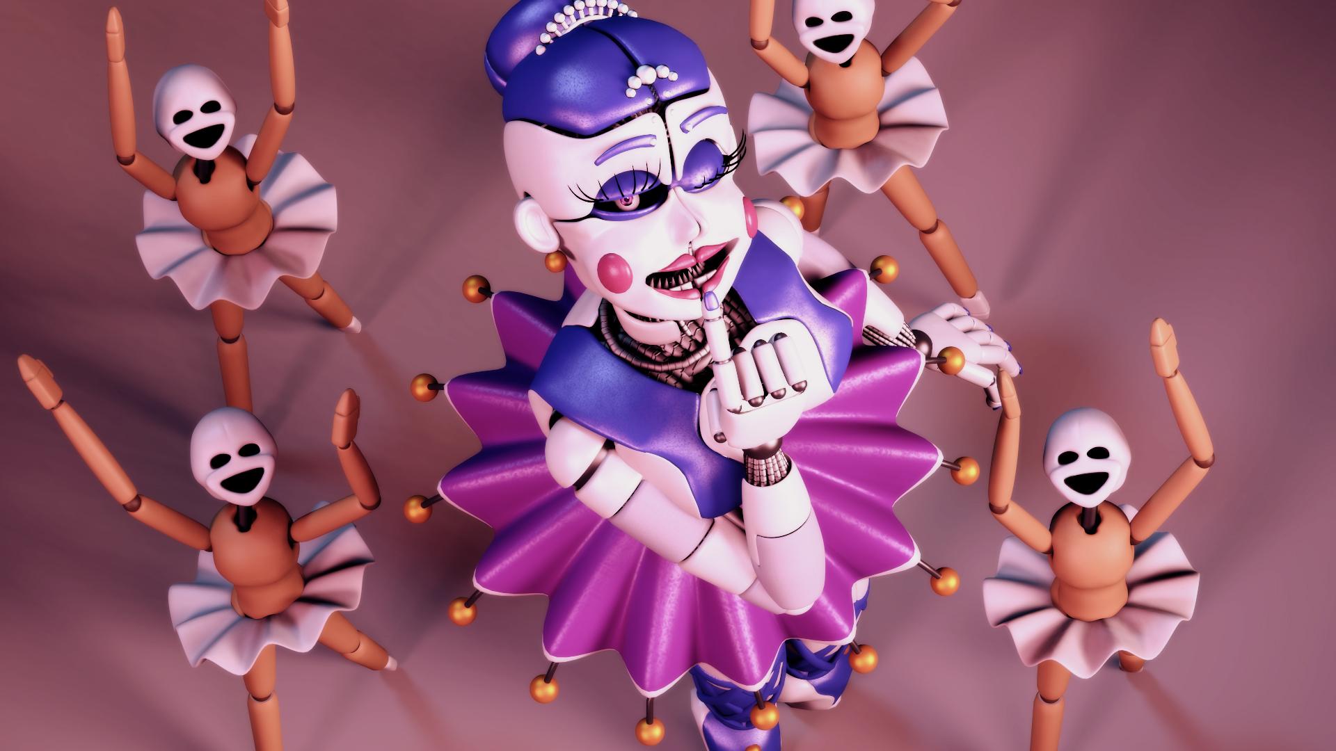 1920x1080 Ballora With Group Foxy Five Nights at Freddy's Sister Location HD FNAF Wallpaper