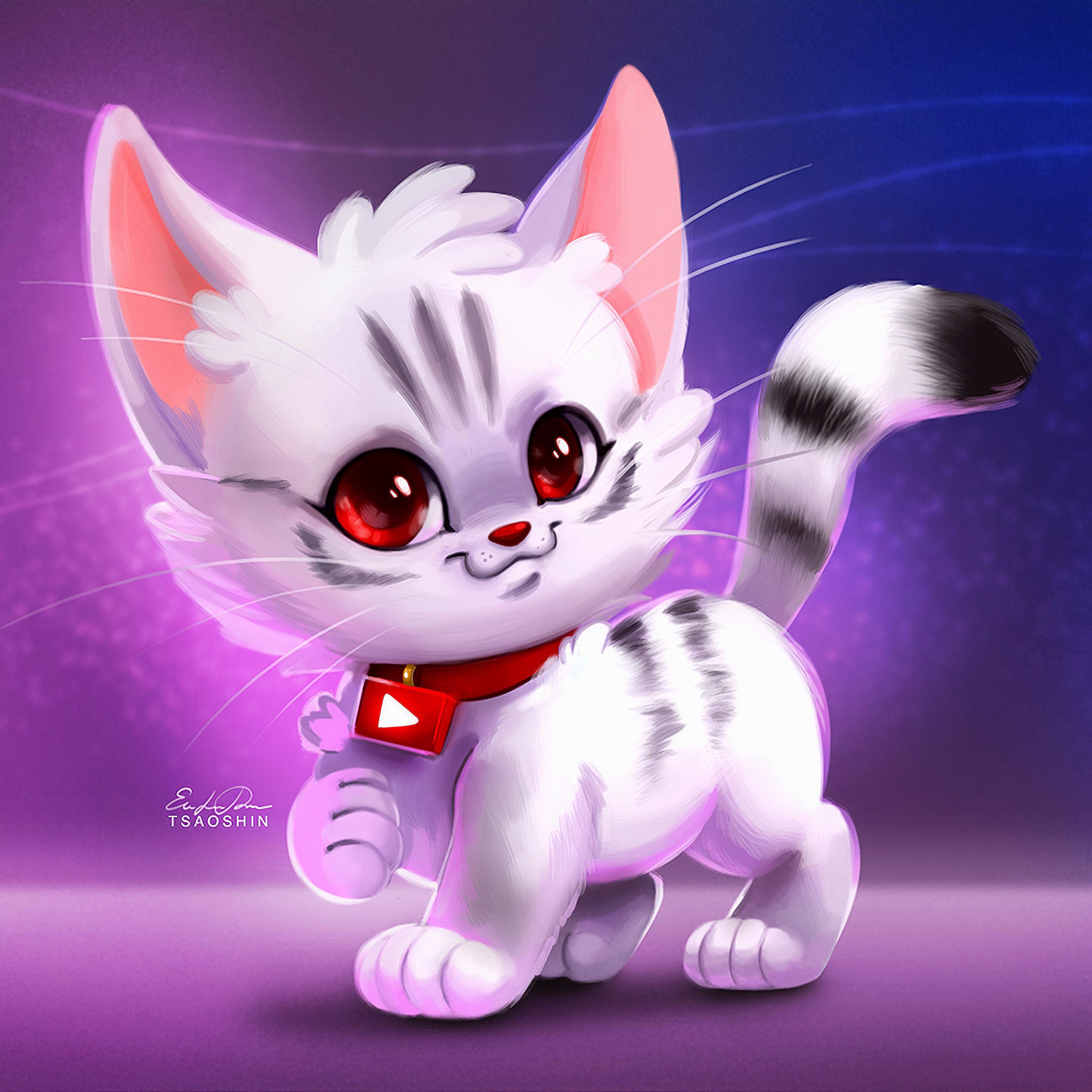 2932x2932 Cute Kitty Digital Art iPad Pro Retina Display HD 4k Wallpaper, Image, Background, Photo and Picture