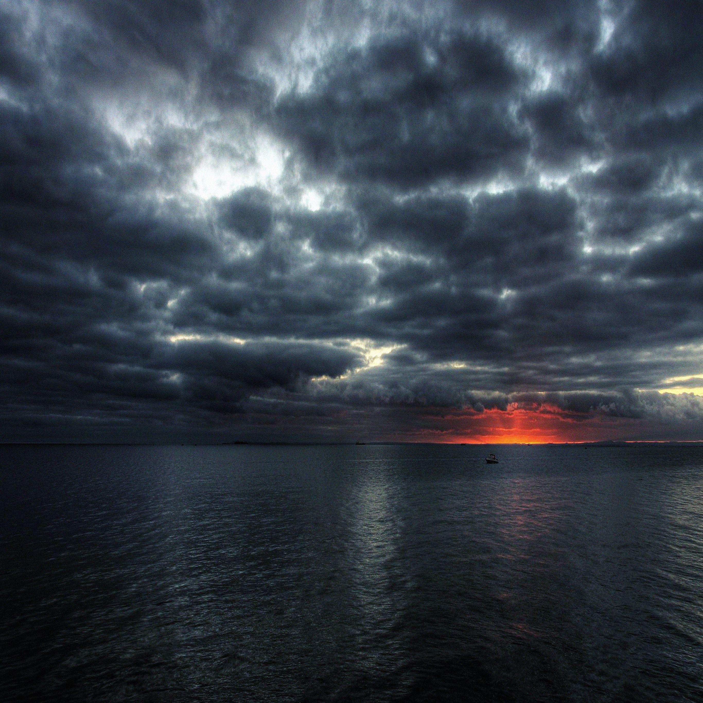 2732x2732 Wallpaper Dark Sea Storm Night Ocean