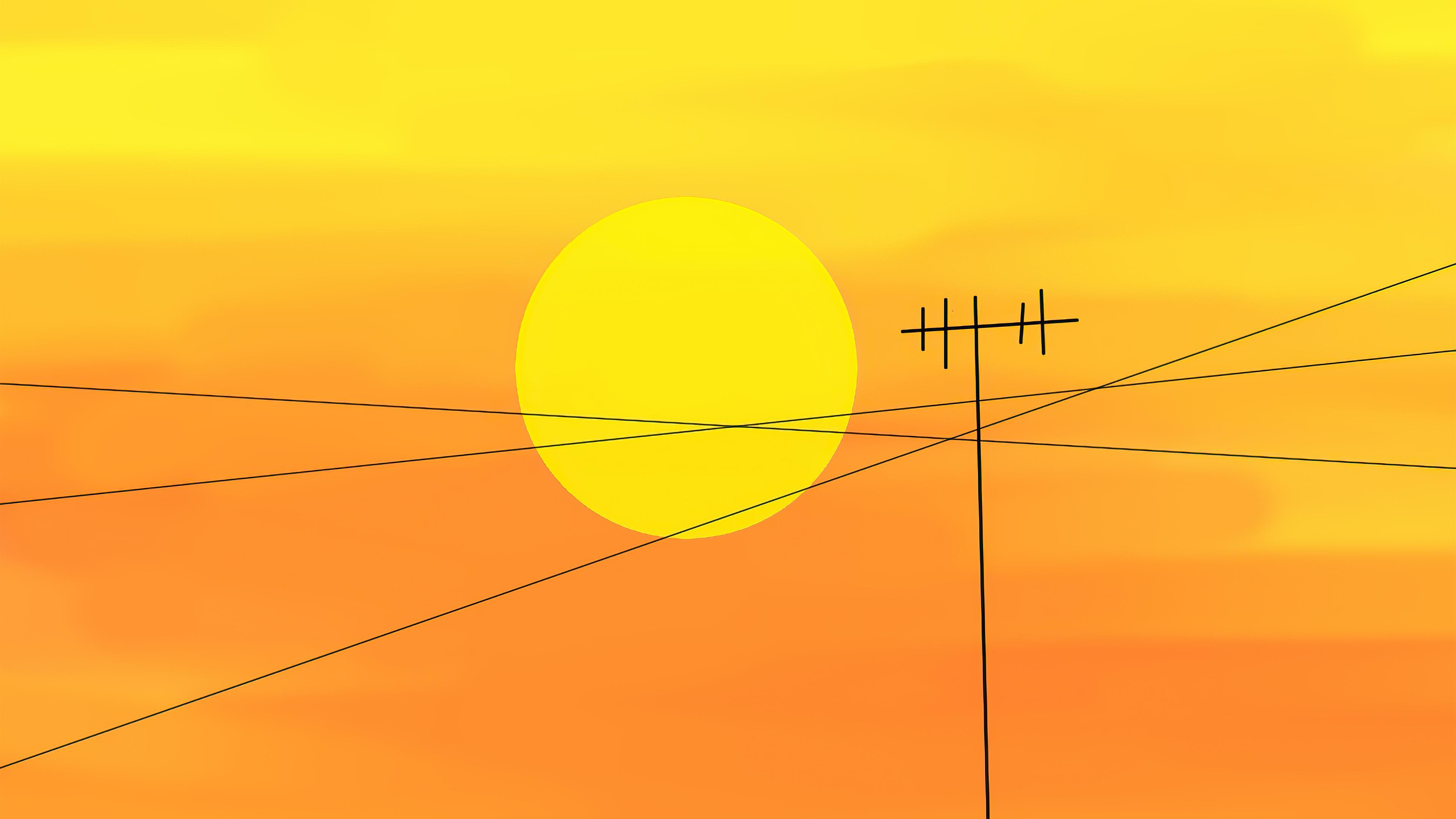 3840x2160 Orange Sunset Minimal 4k, HD Artist, 4k Wallpaper, Image, Background, Photo and Picture