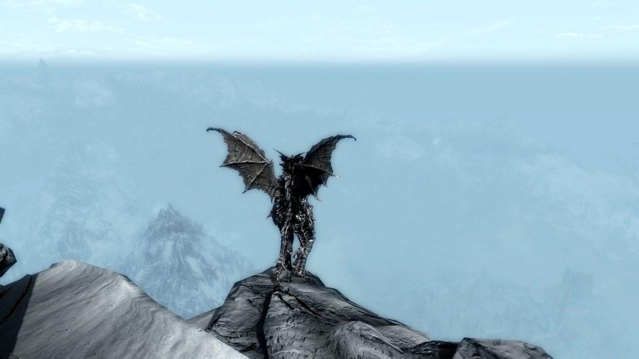 1244x700 Mountains dragons argonian skyscapes The Elder Scrolls Skyrim wallpaperx1080