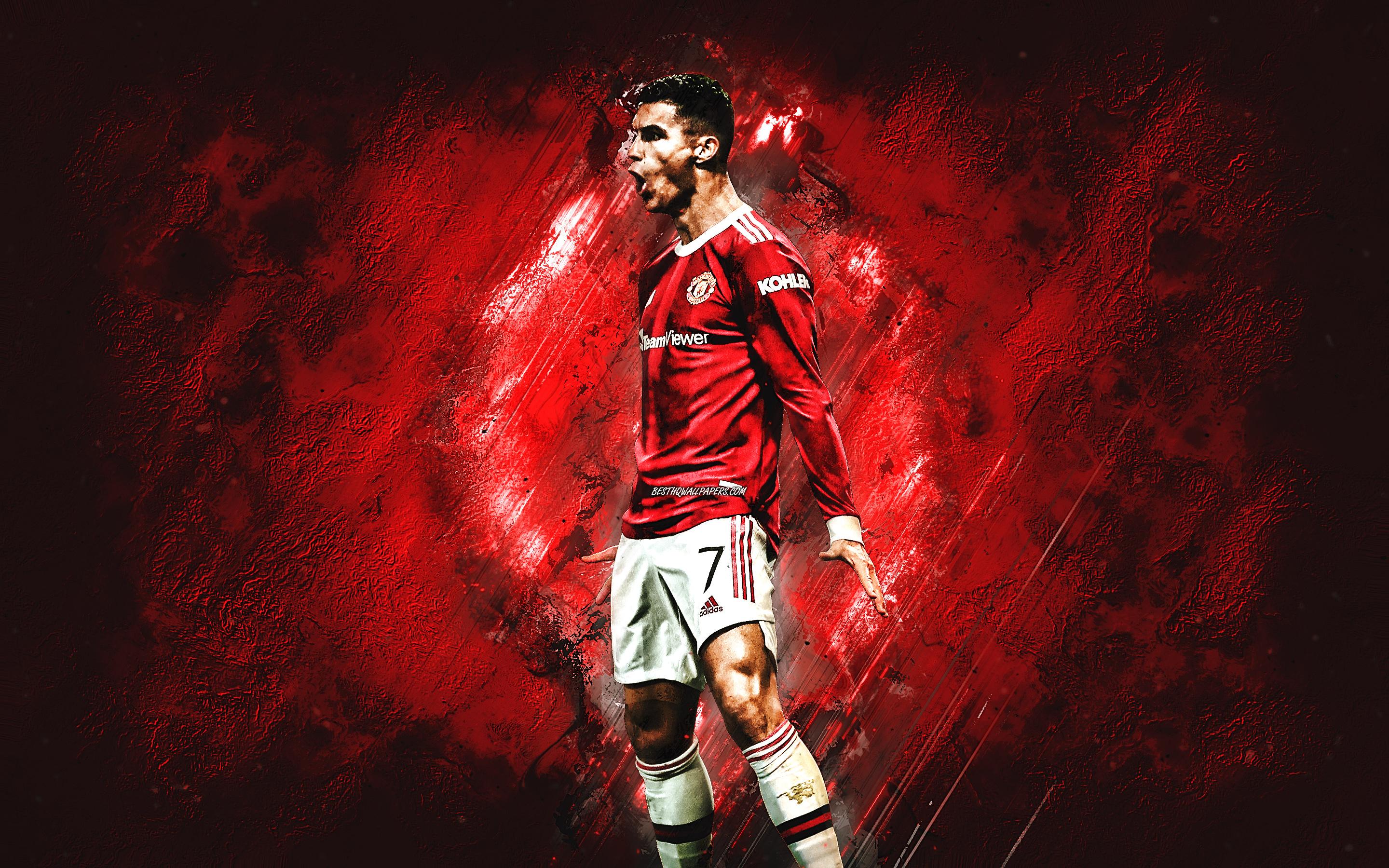2880x1800 Download wallpaper Cristiano Ronaldo, CR Traditional Goal Celebration, Manchester United FC, CR7 MU, Ronaldo Manchester United, red stone background, Premier League, England, football for desktop with resolution 2880x1800. High Quality HD picture