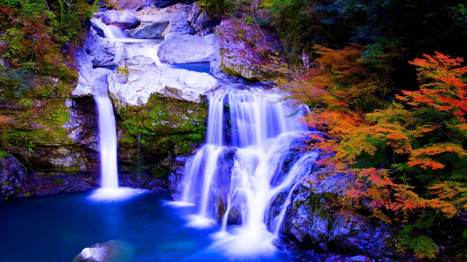 1920x1080 Autumn Paradise Nature Foreset Waterfalls HD Wallpaper.