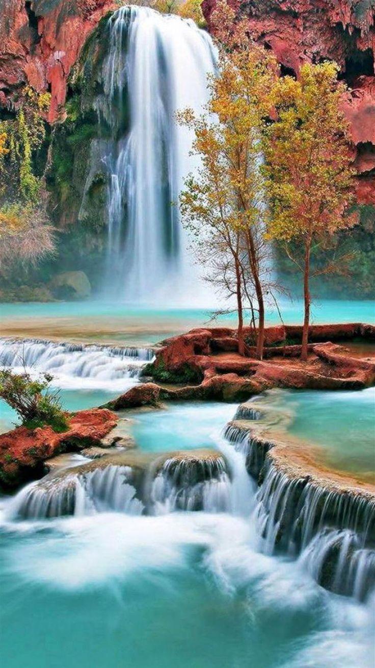 736x1309 Free download the Nature Autumn Waterfall Landscape wallpaper , beaty your iphone. #nature #fantasy. Waterfall landscape, Landscape wallpaper, Waterfall wallpaper