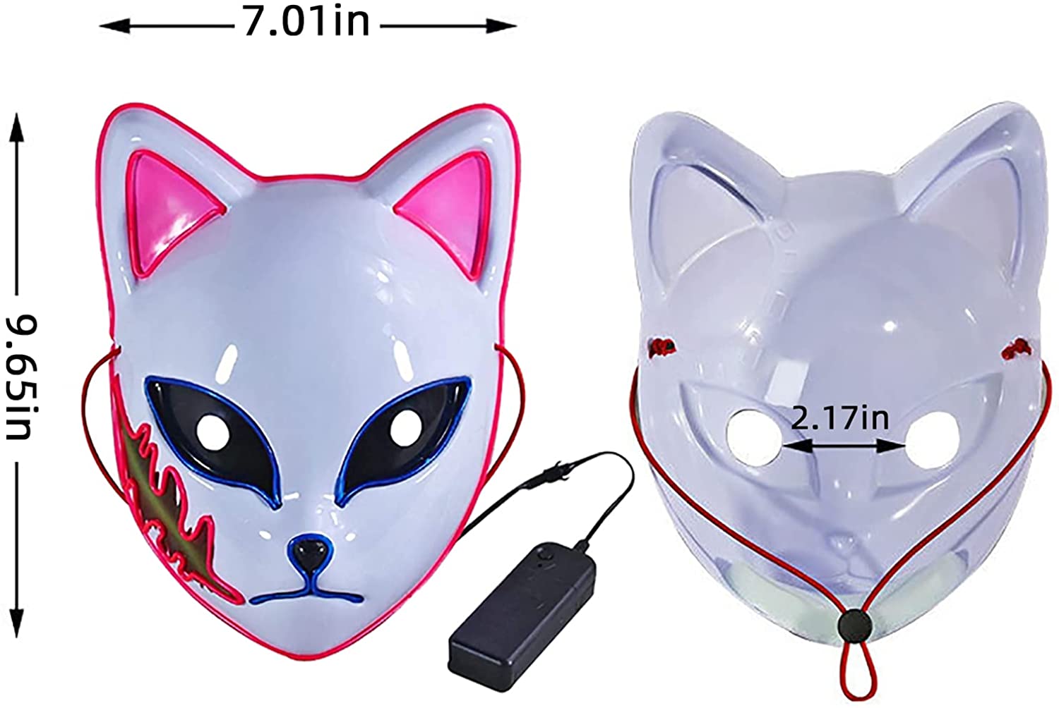 1500x1004 Demon Slayer Mask LED Halloween Fox Mask Light Up Glowing Japanese Anime Demon Slayer Cosplay Cat Mask for Halloween (pink) : Clothing, Shoes & Jewelry
