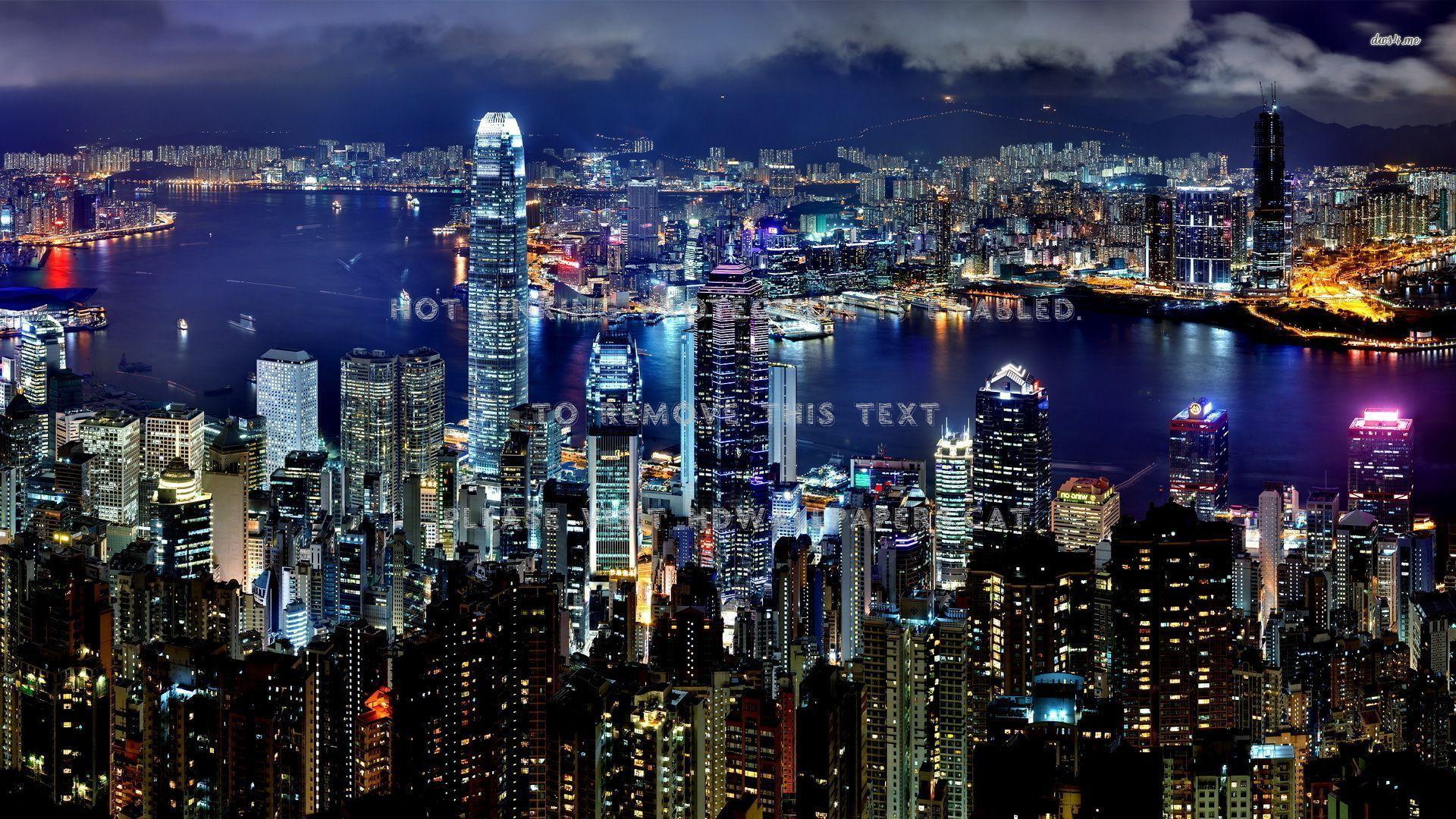 1920x1080 hong kong nights building skyscrapper