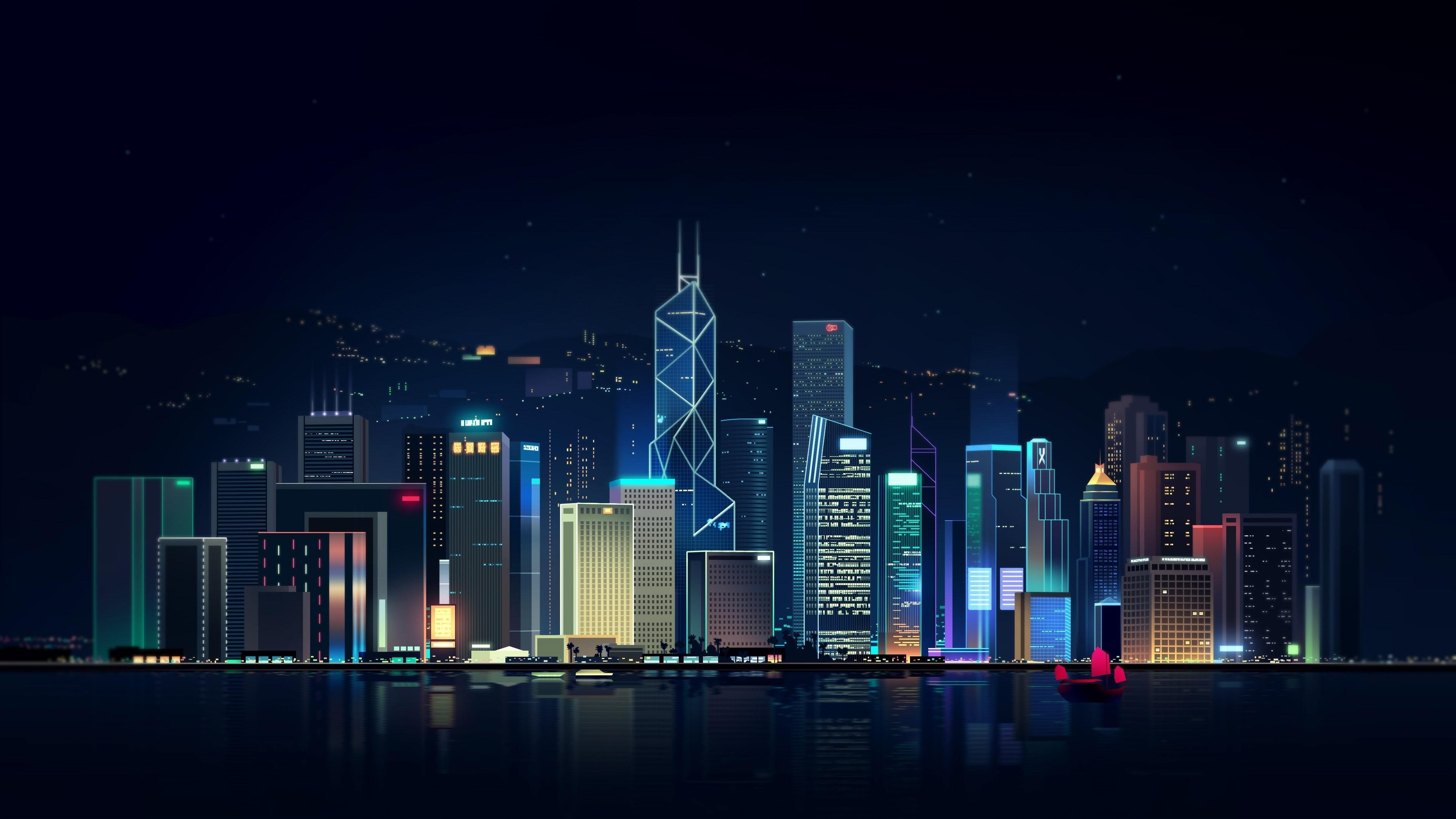 3840x2160 Hong Kong Skyline 4K wallpaper