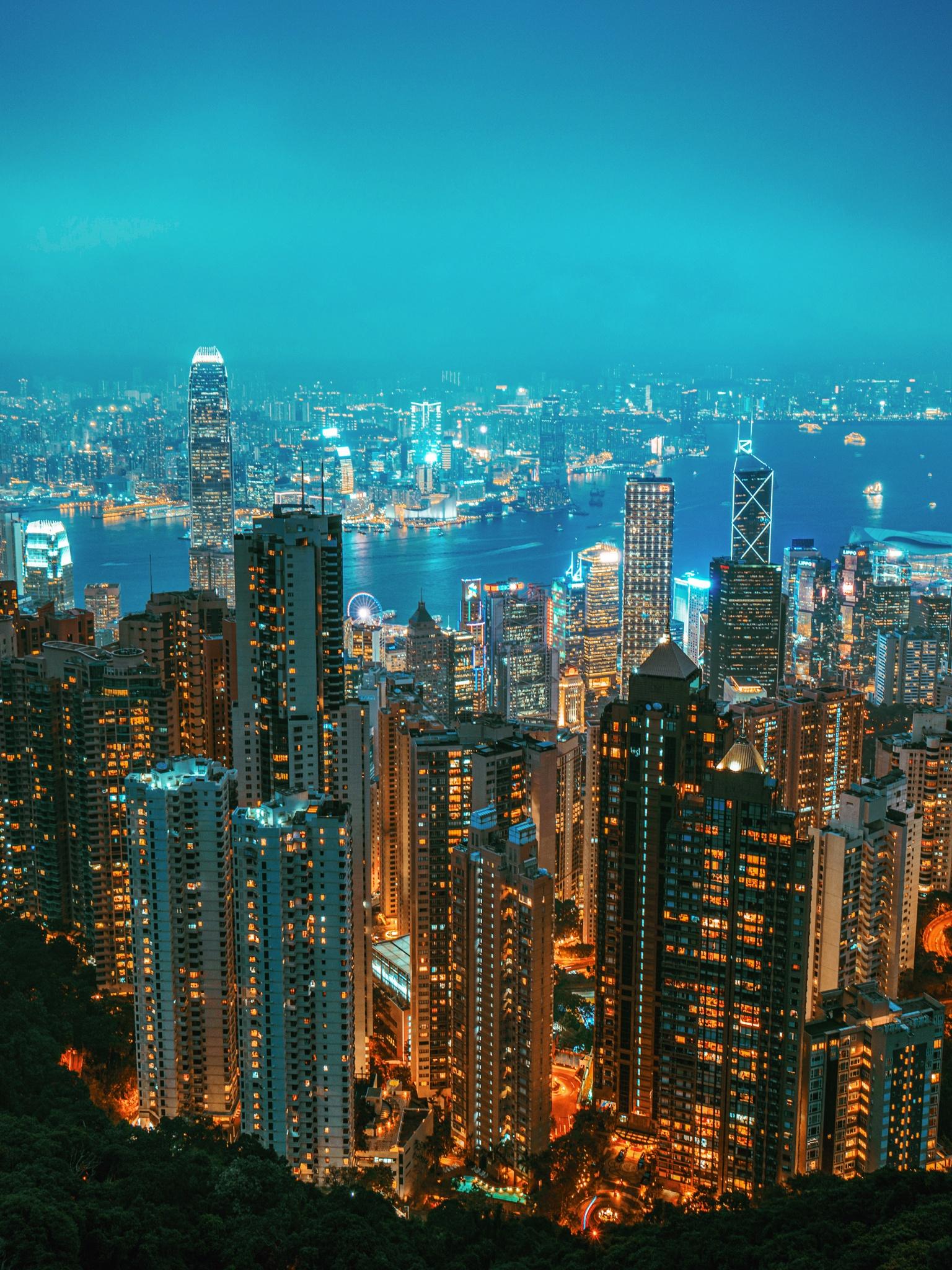 1536x2048 Hong Kong Wallpaper 4K, Victoria Peak, Cityscape, Night, Skyline, World