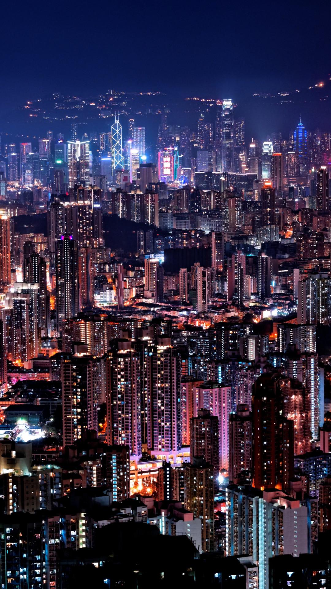1080x1920 Download wallpaper: Hong Kong night lights 1080x1920