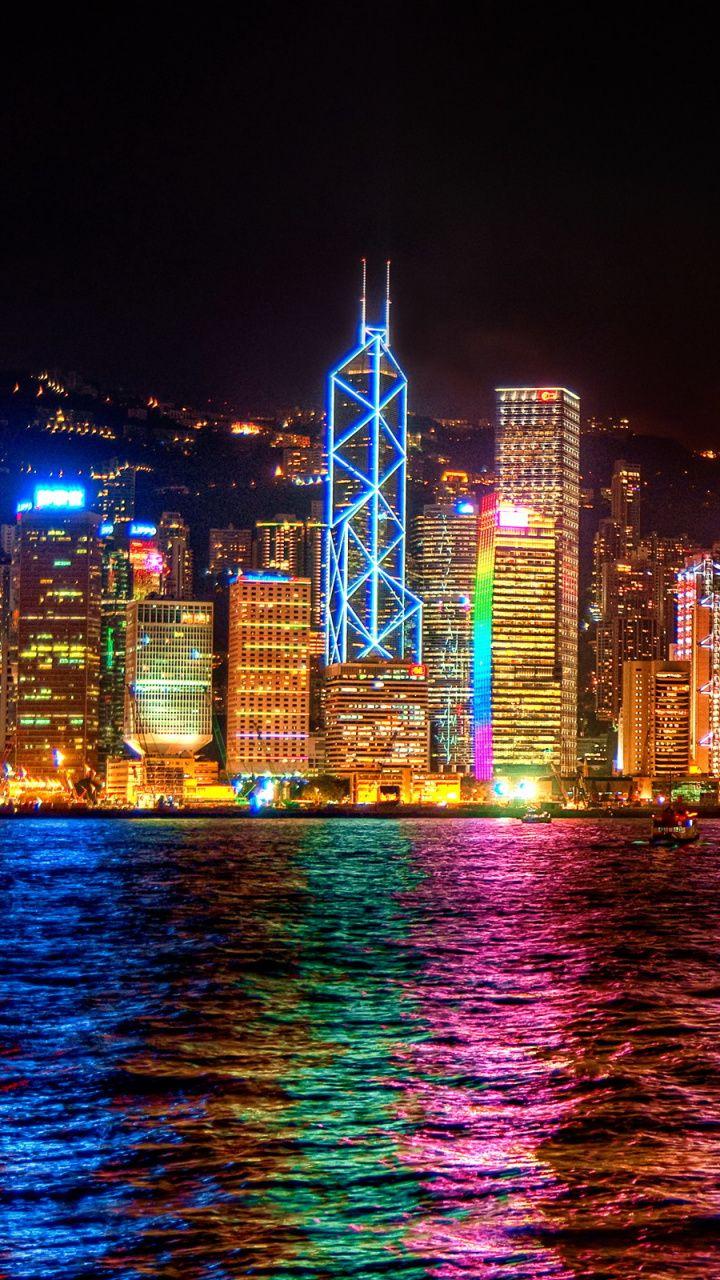 720x1280 Victoria Harbour, Hong Kong. Victoria harbour, Hong kong night, City skyline