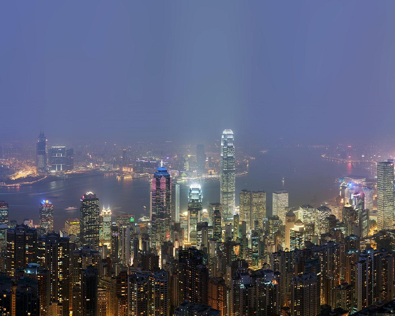 1280x1024 Skyline Hongkong City Night Live