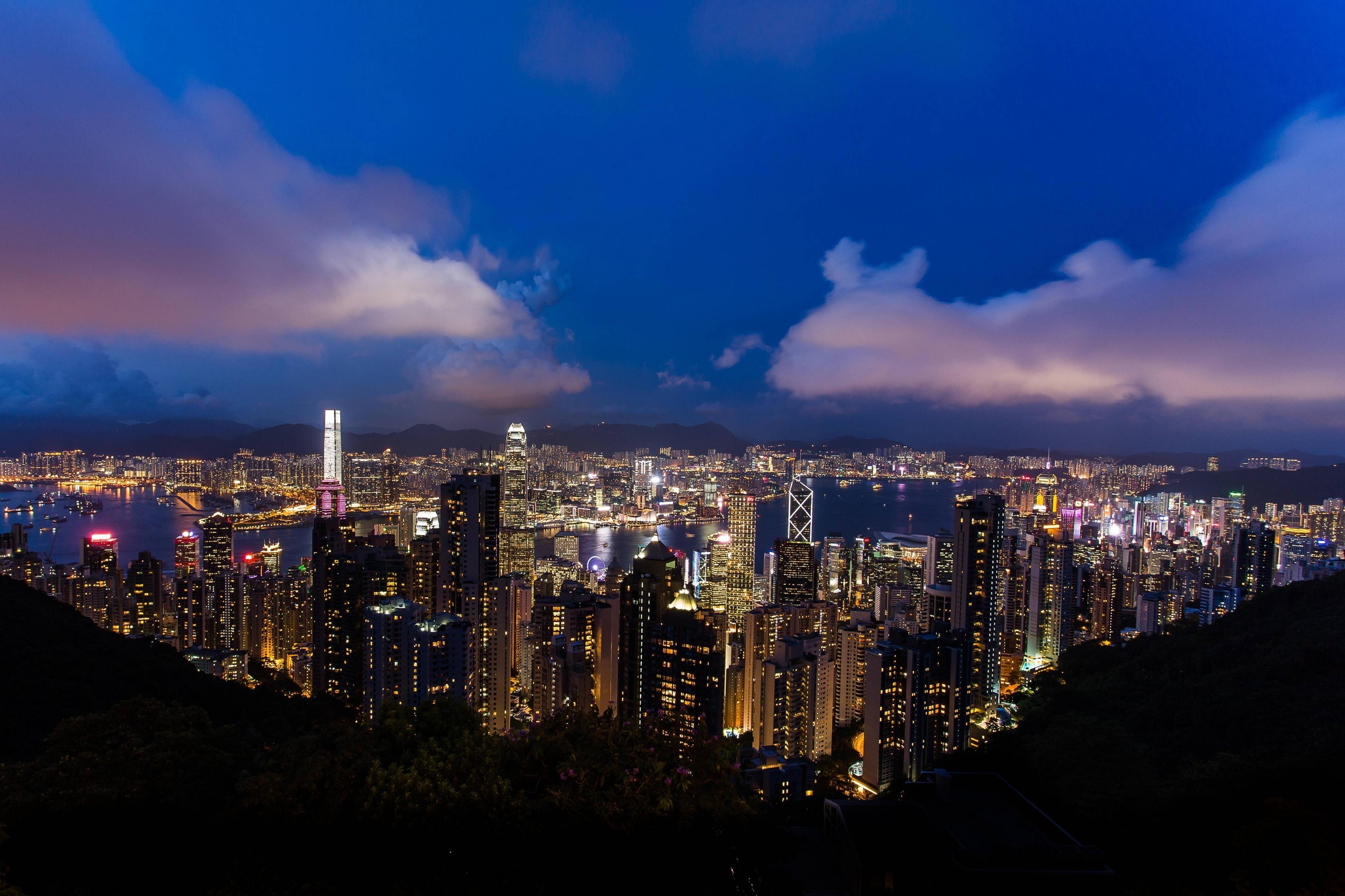 3771x2514 Hong Kong Skyline at Night HD wallpaper