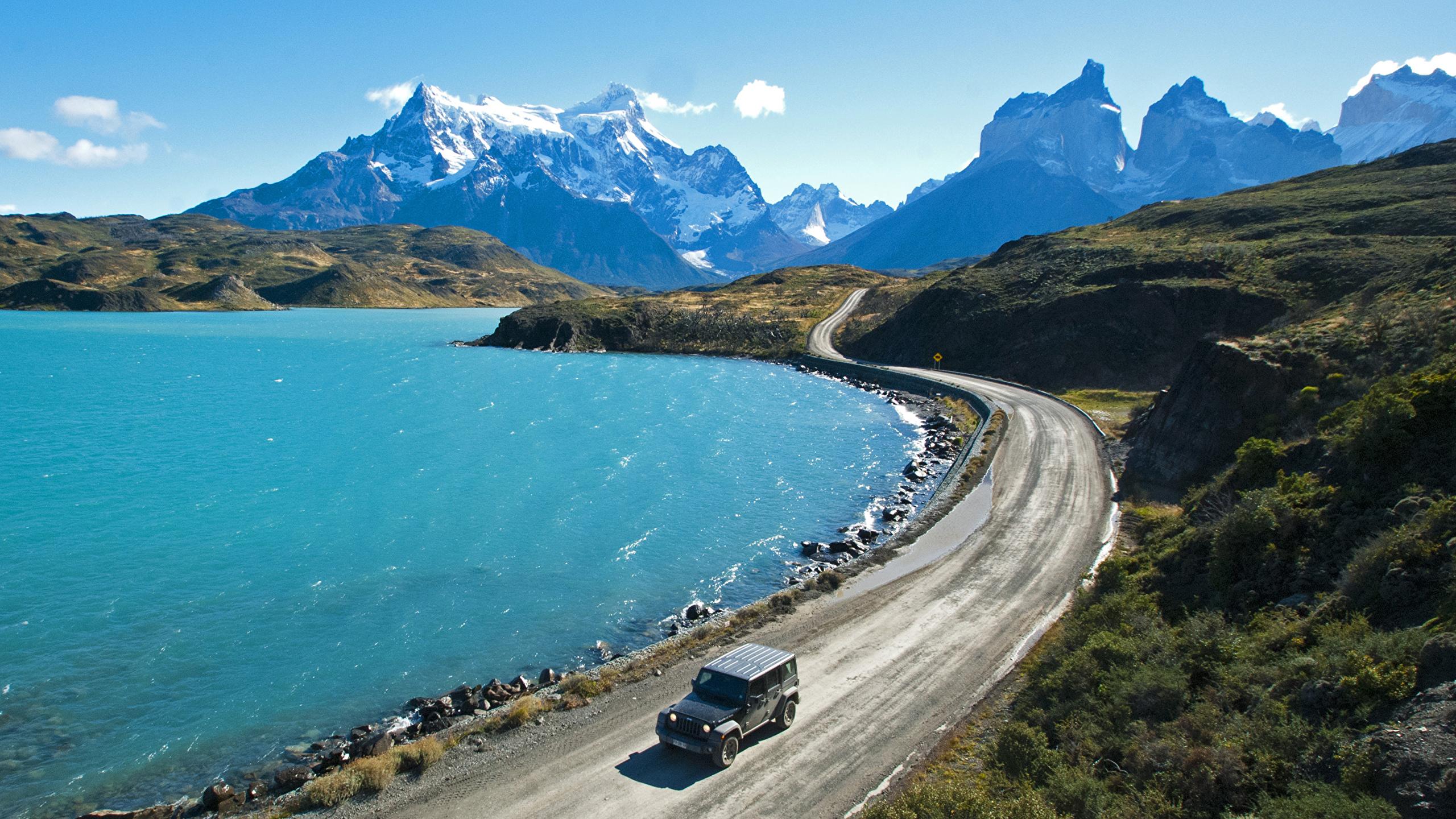 2560x1440 Photo Chile Pehoe Lake Patagonia Nature Mountains Roads 2560x1440
