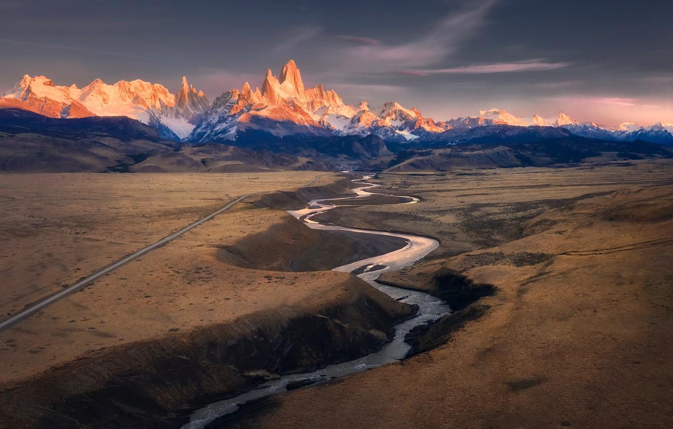1332x850 Wallpaper mountains, valley, Patagonia image for desktop, section пейзажи