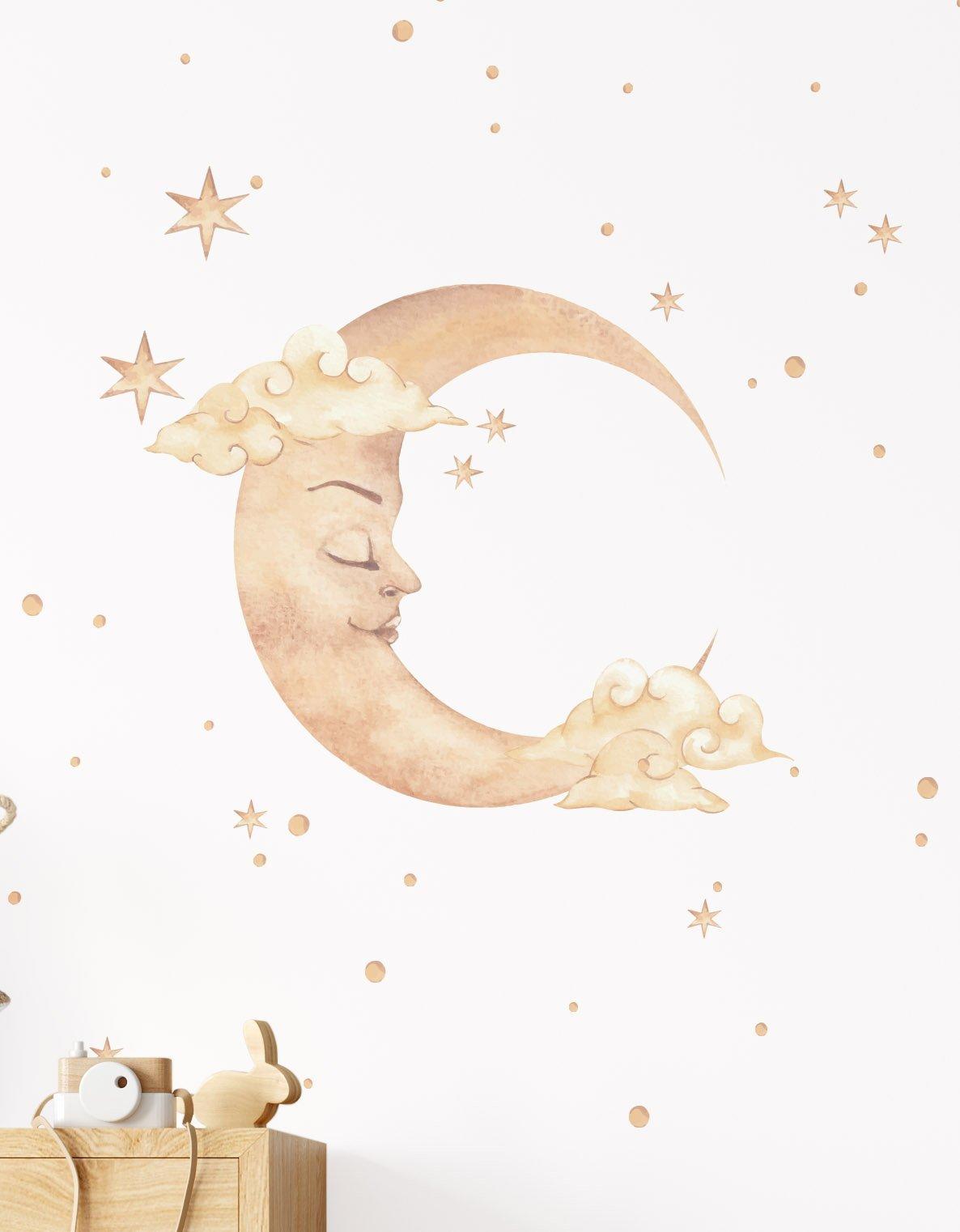 1186x1522 SHOP Bohemian Golden Moon Celestial Fabric Peel & Stick Wall Decals