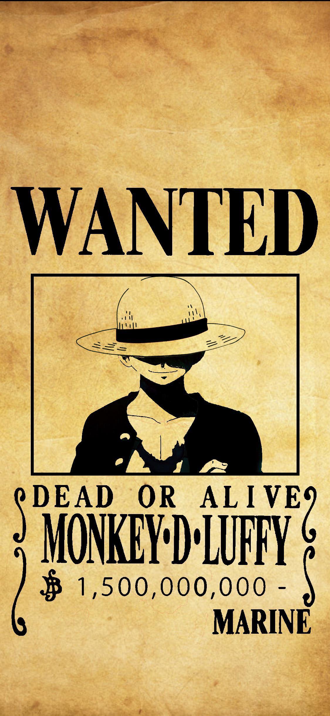 1125x2436 Luffy Wanted Poster Wallpaper