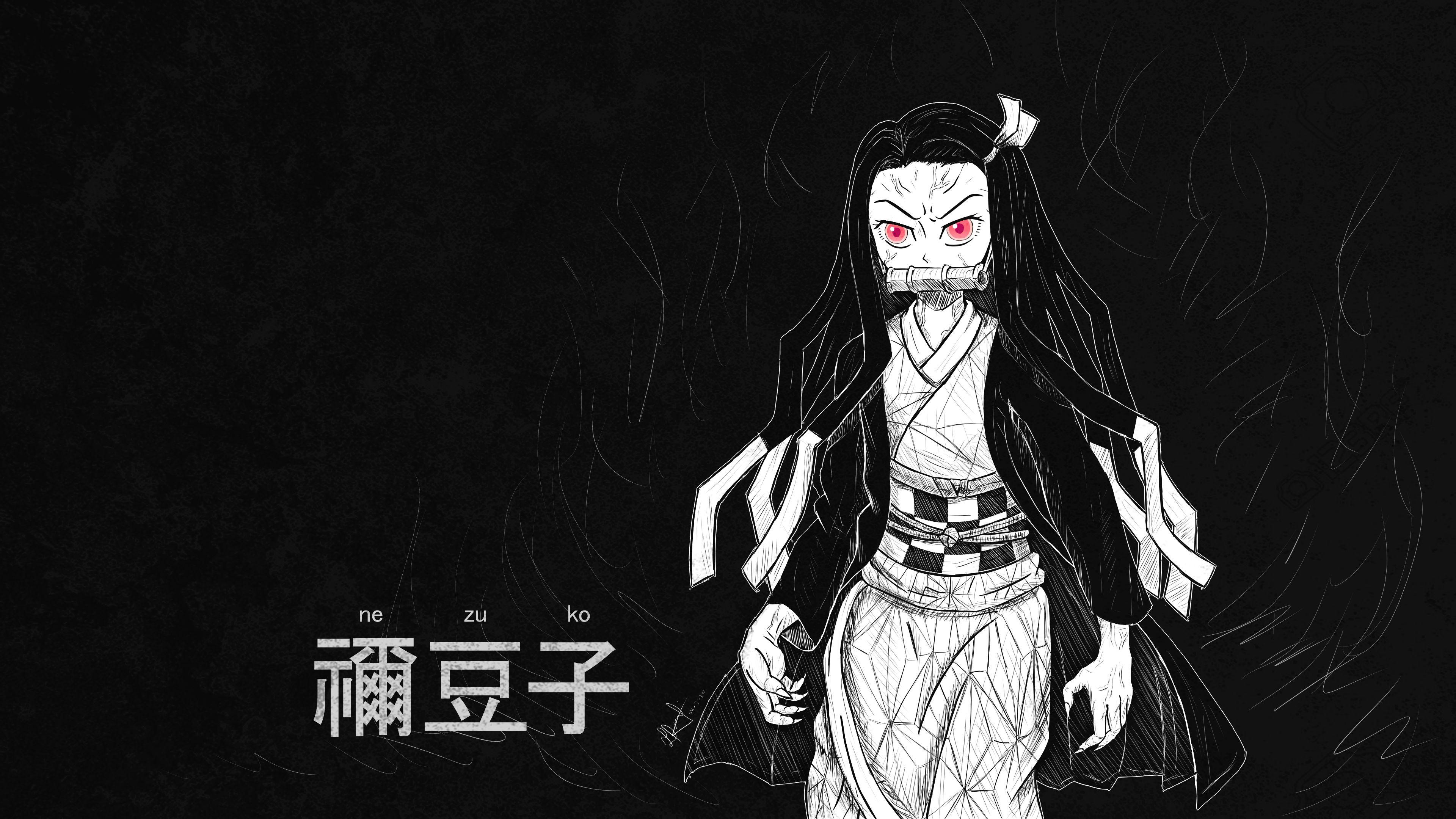 Demon Slayer Black And White Wallpapers - Top Free Demon Slayer Black