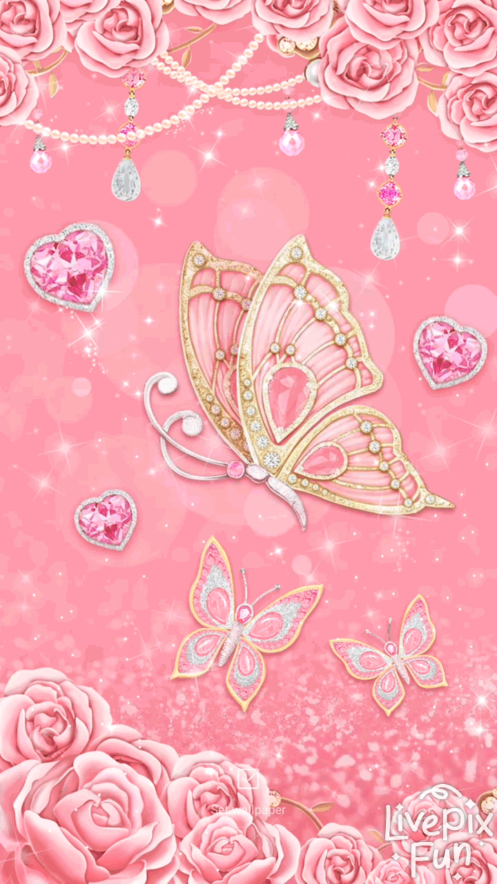 720x1280 Animated Butterfly Rose Wallpaper