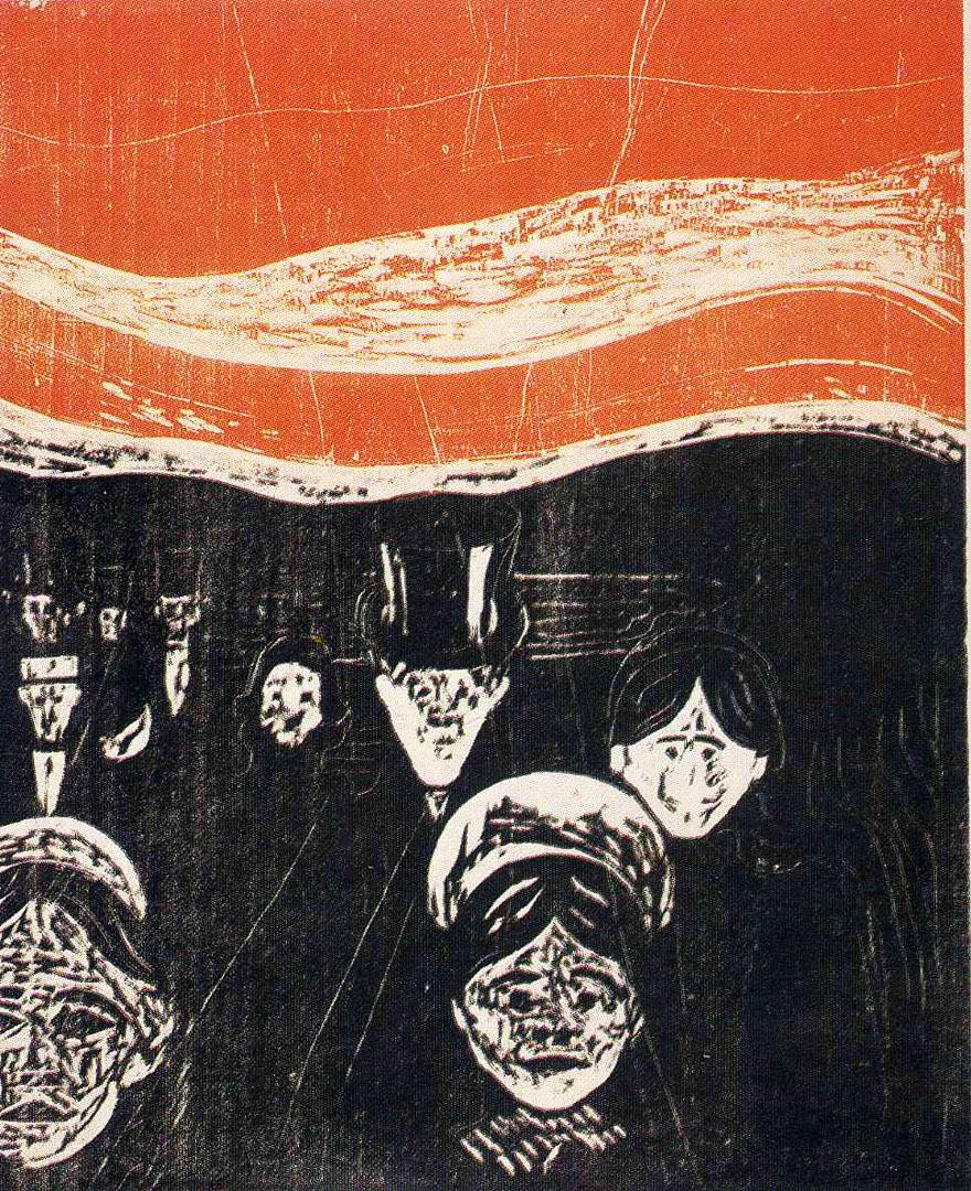880x1080 Anxiety Woodcut expressionist edvard munch art wallpaper