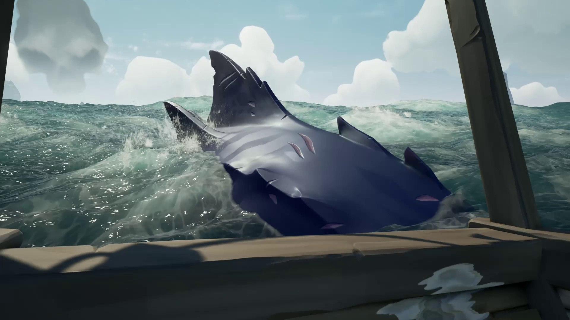 1920x1080 SEA OF THIEVES. Megalodon swims around the Ship Gameplay Clip (2018)