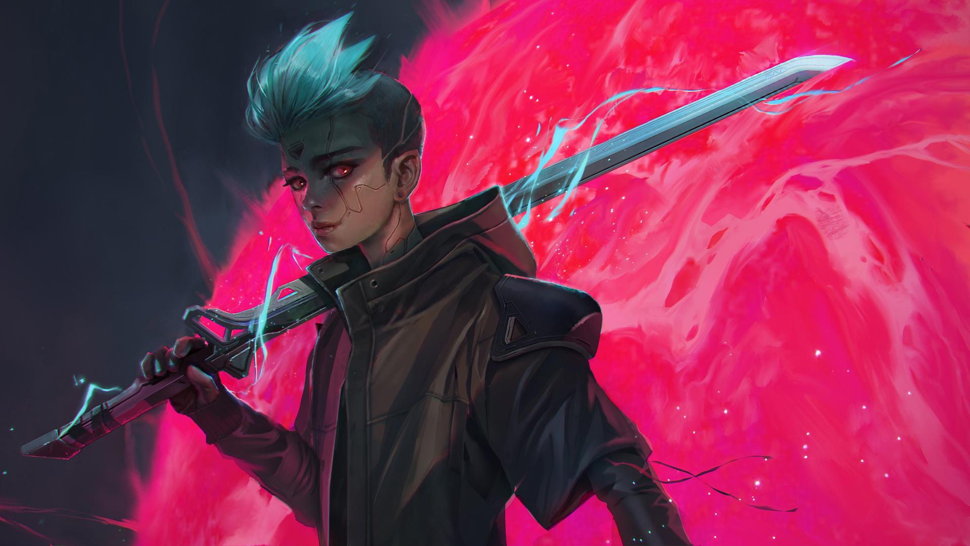 1920x1080 Free download Cyberpunk Sci Fi Sword Digital Art 4K Wallpaper 131 [3840x2160] for your Desktop, Mobile & Tablet. Explore Cyberpunk Digital Art Wallpaper. Digital Art Background, Digital Art Wallpaper