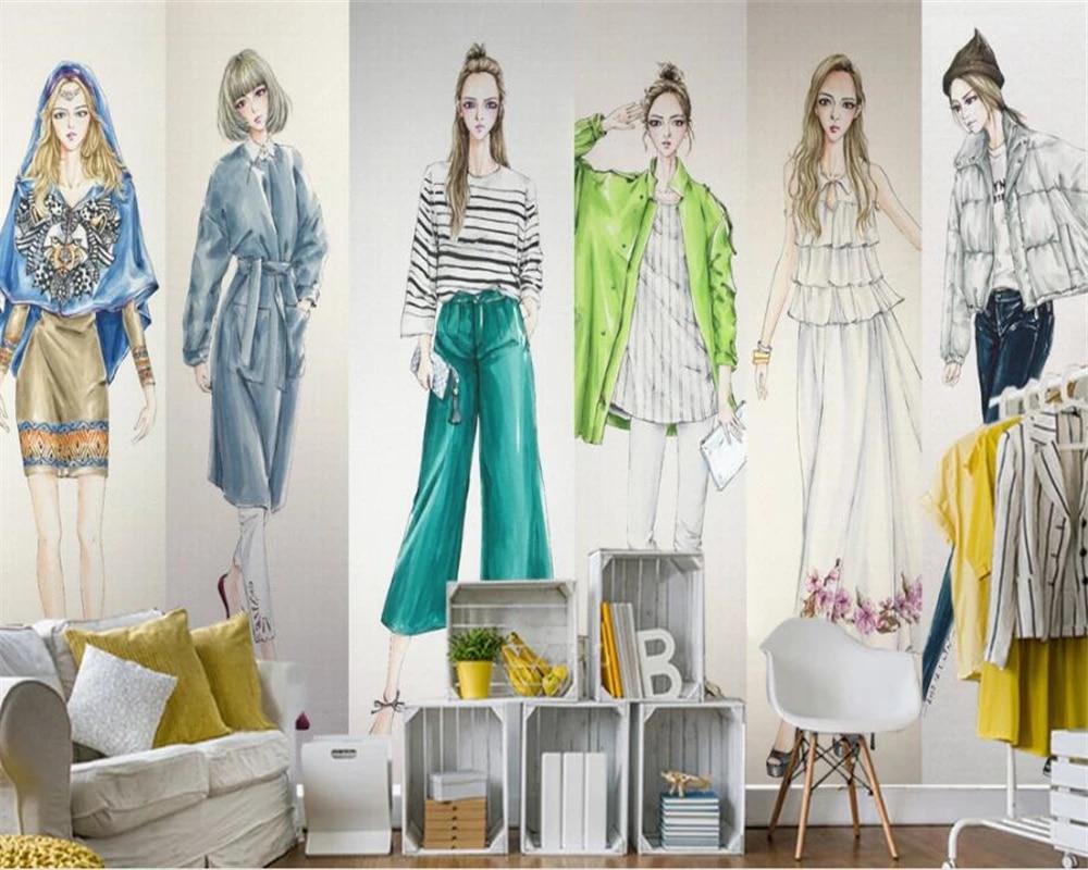 1000x800 beibehang Custom wallpaper mural fashion girl clothes shop barber shop wall 3D wallpaper papel de parede carta da parati. Wallpaper