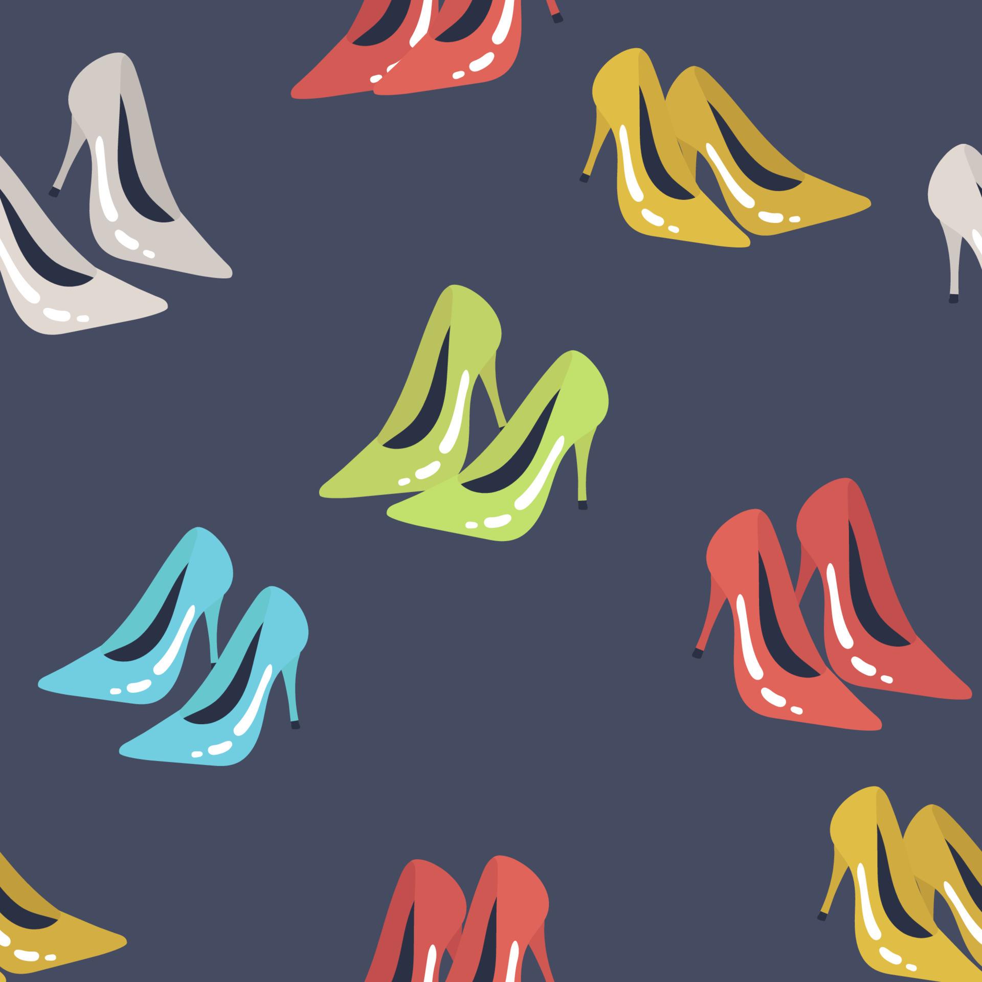 1920x1920 Seamless pattern fashion accessories pattern. Cute fashion illustration with shoes, colorful high heels