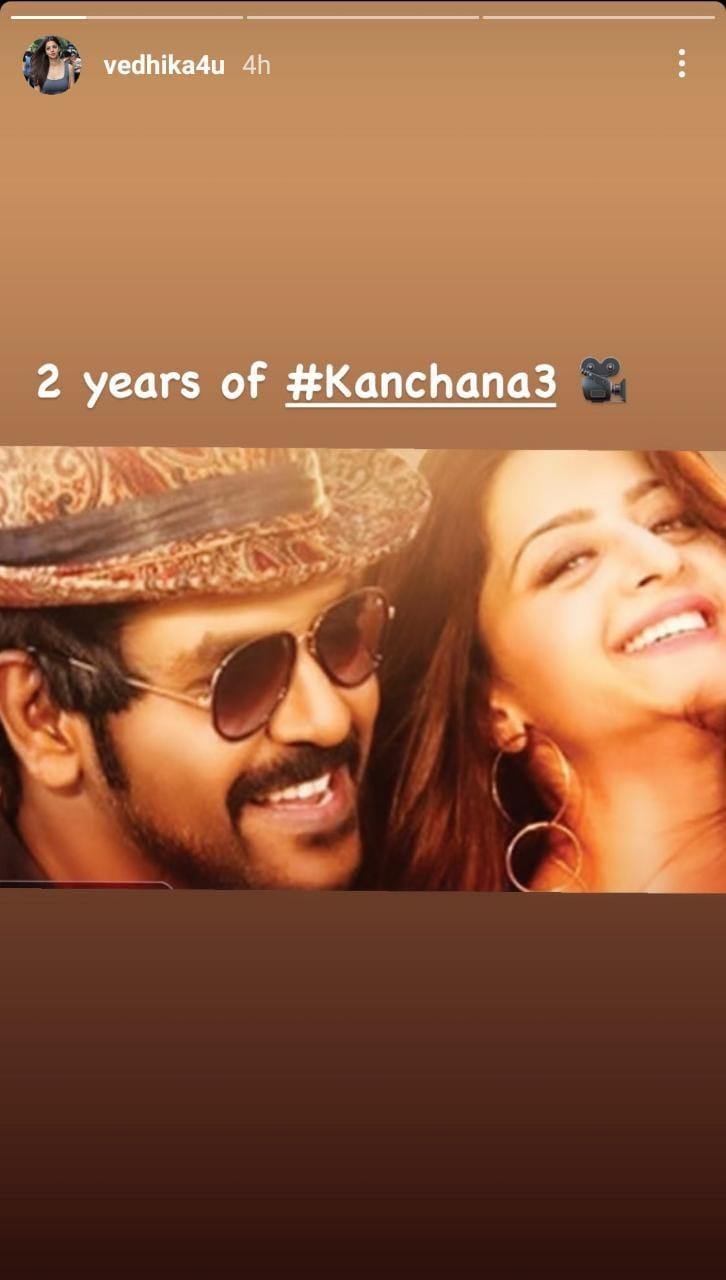 726x1280 Vedhika Celebrates 2 Years Of Action Comedy Film 'Kanchana 3', Shares Box Office Records