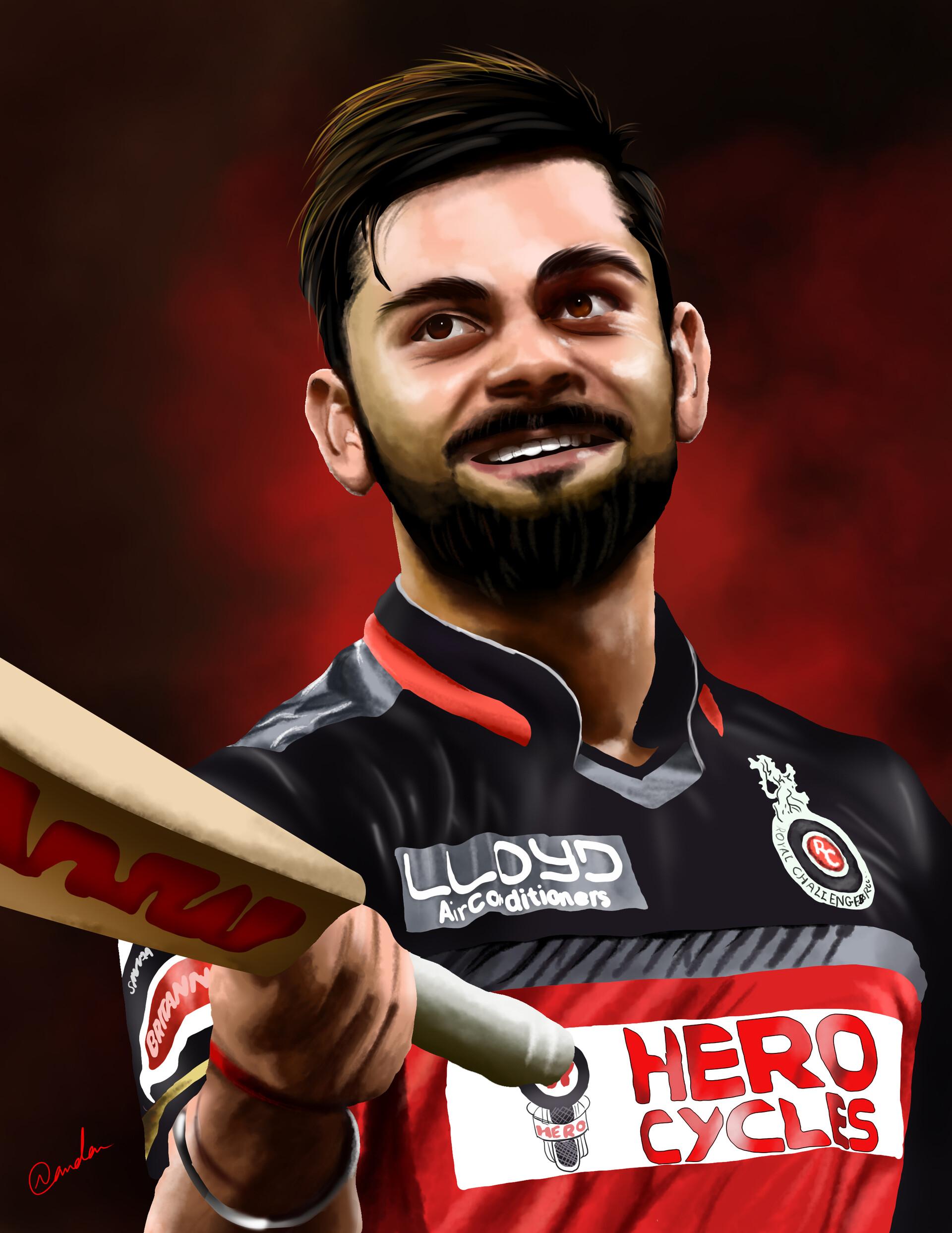 1920x2485 Virat Kohli portrait drawing.. Realistic Digital Painting photohop