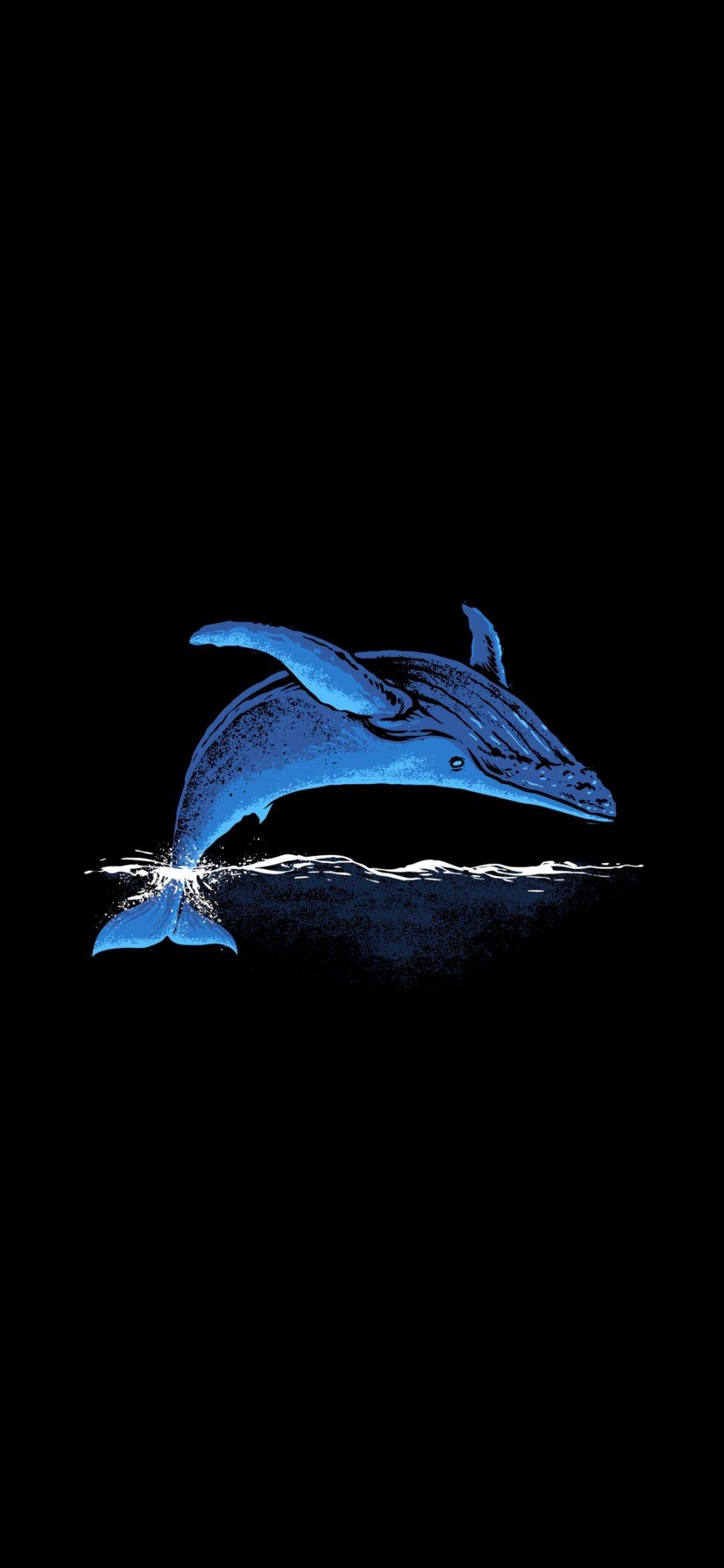 1080x2340 Blue Whale AMOLED Wallpaper 10802340. Black and blue wallpaper, Dark background wallpaper, Blue wallpaper iphone