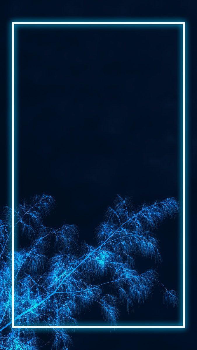 675x1200 Neon lights frame with tropical leaves mockup design mobile wallpaper. premium image by rawpixe. Black and blue wallpaper, Neon light wallpaper, Blue neon lights