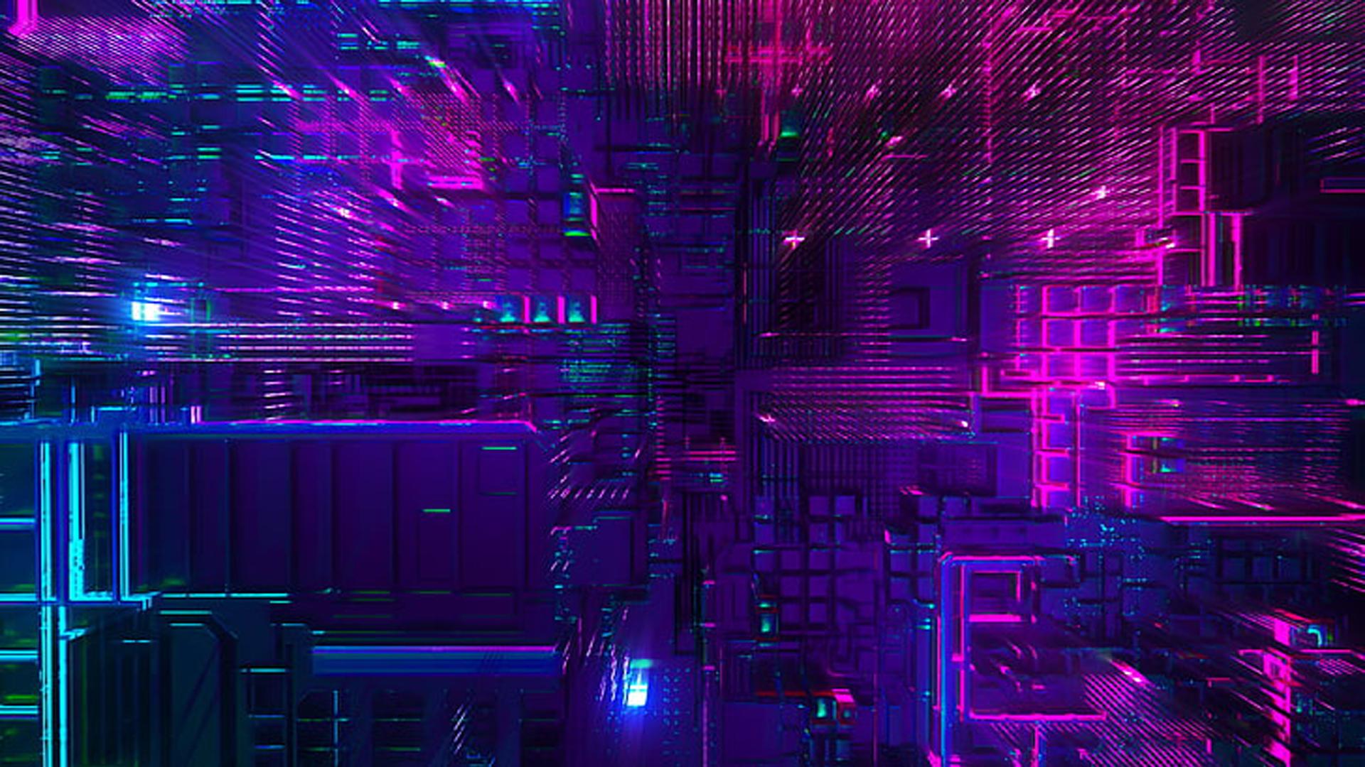 1920x1080 3D Digital Art Pink Purple Blue Neon Lights HD Neon Wallpaper