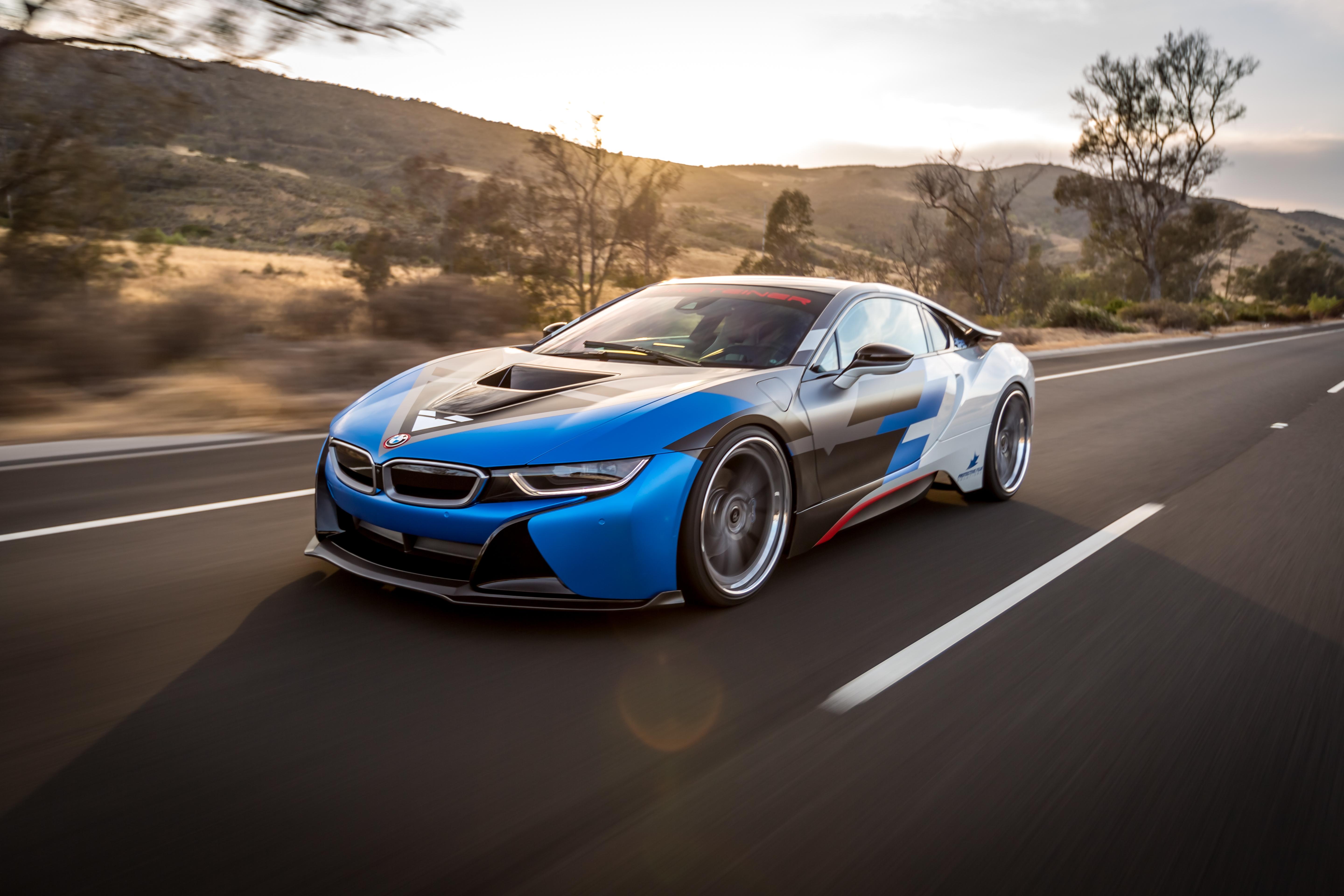5760x3840 Photo wallpaper bmw i8 road blue car picture on Fonwall