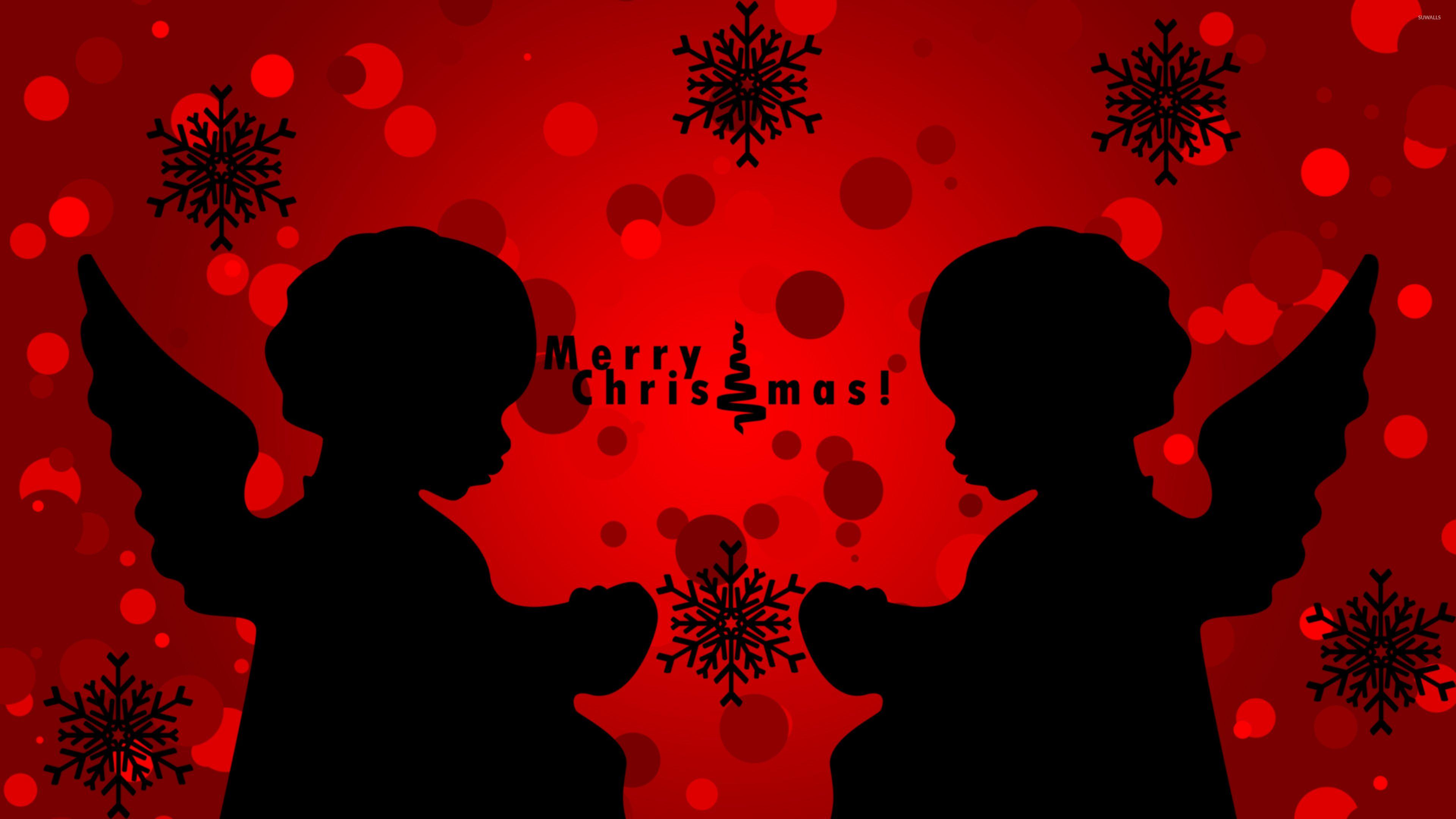 3840x2160 Christmas angel silhouettes wallpaper wallpaper