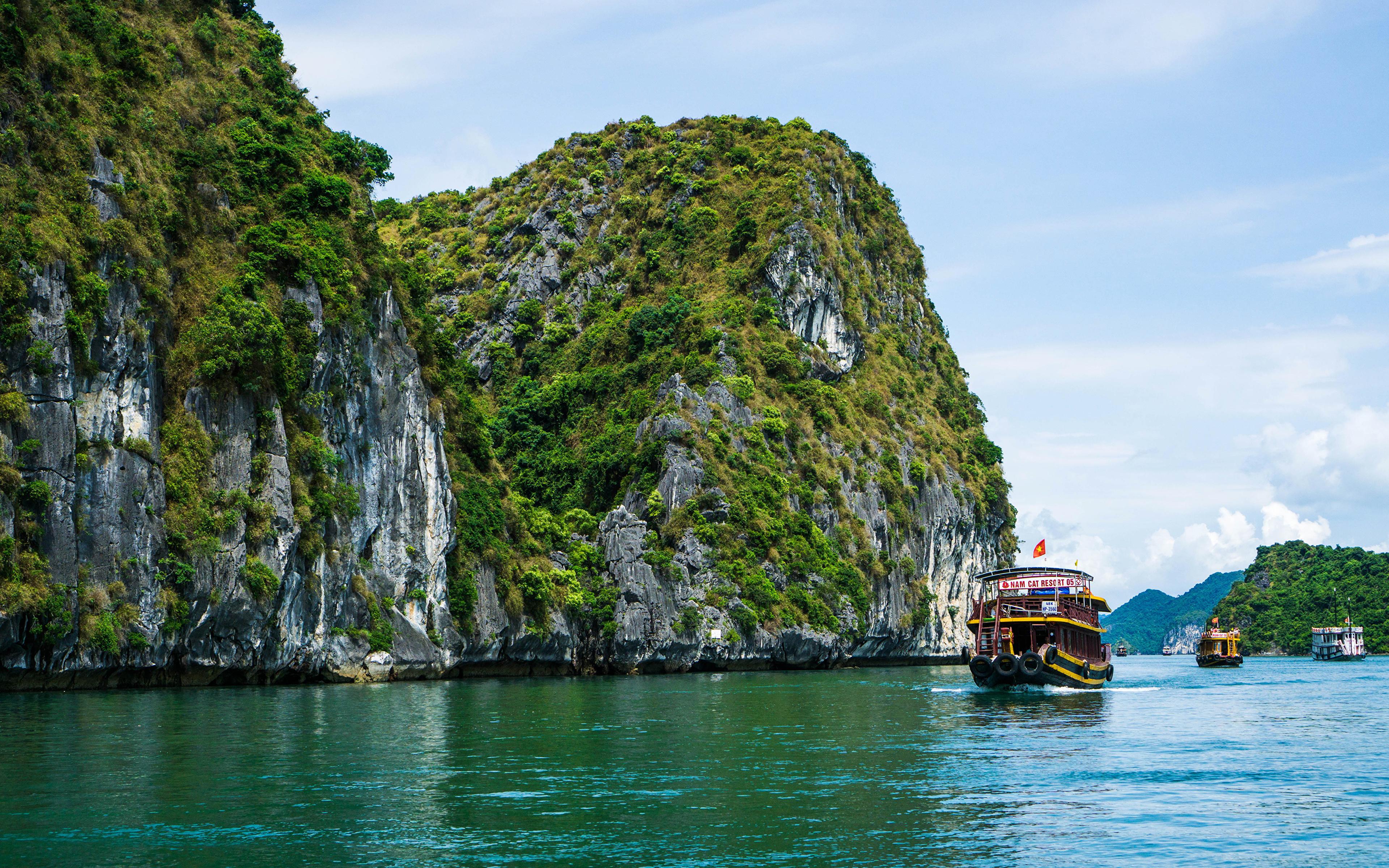 3840x2400 Desktop Wallpaper Vietnam Ha Long Bay Crag Nature 3840x2400