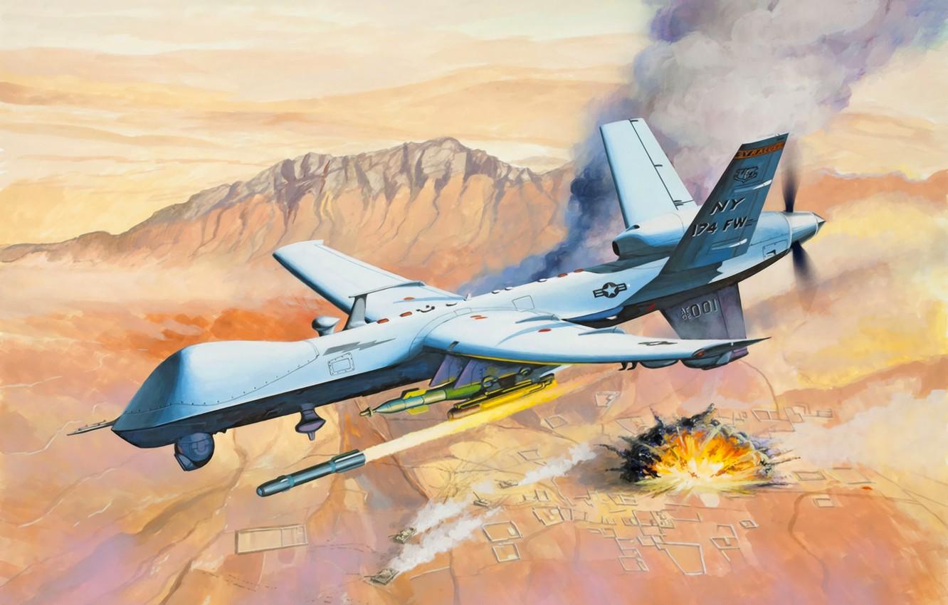 1332x850 Wallpaper Art, Painting, Drone, Avaition, MQ 9 Reaper Predator Image For Desktop, Section авиация