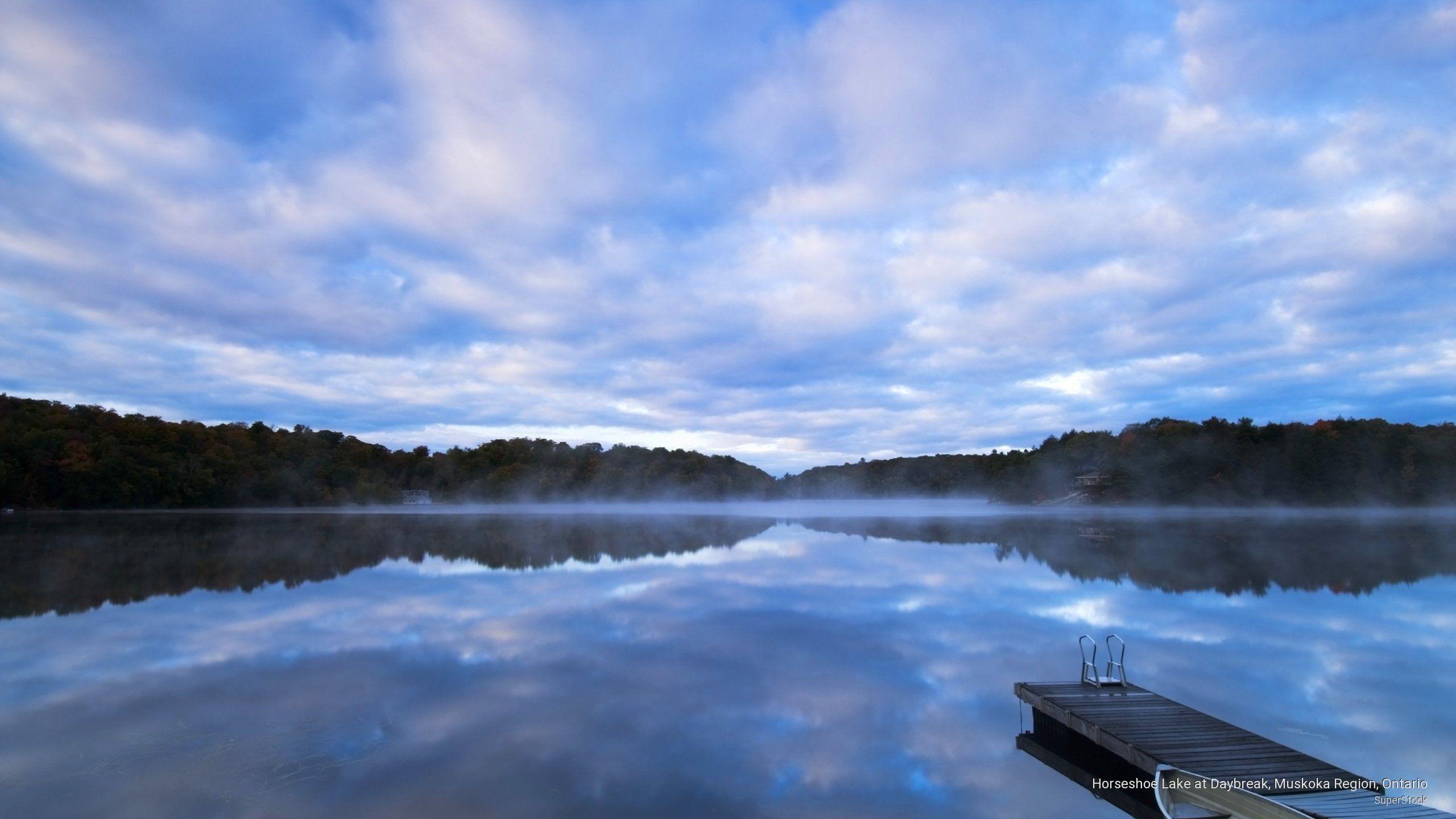 2560x1440 Horseshoe Lake at Daybreak, Muskoka Region, Ontario #Nature K #wallpaper #hdwallpaper #desktop. Waterton lakes national park, Lake wanaka, Muskoka