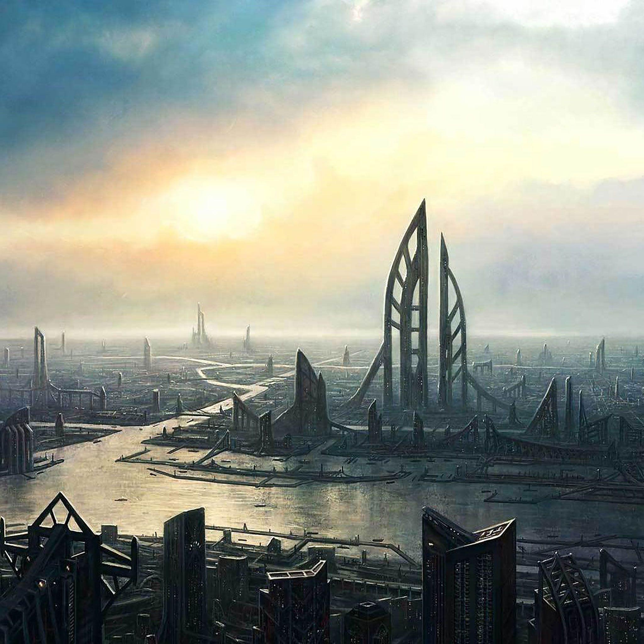 2048x2048 Futuristic City iPad Wallpaper