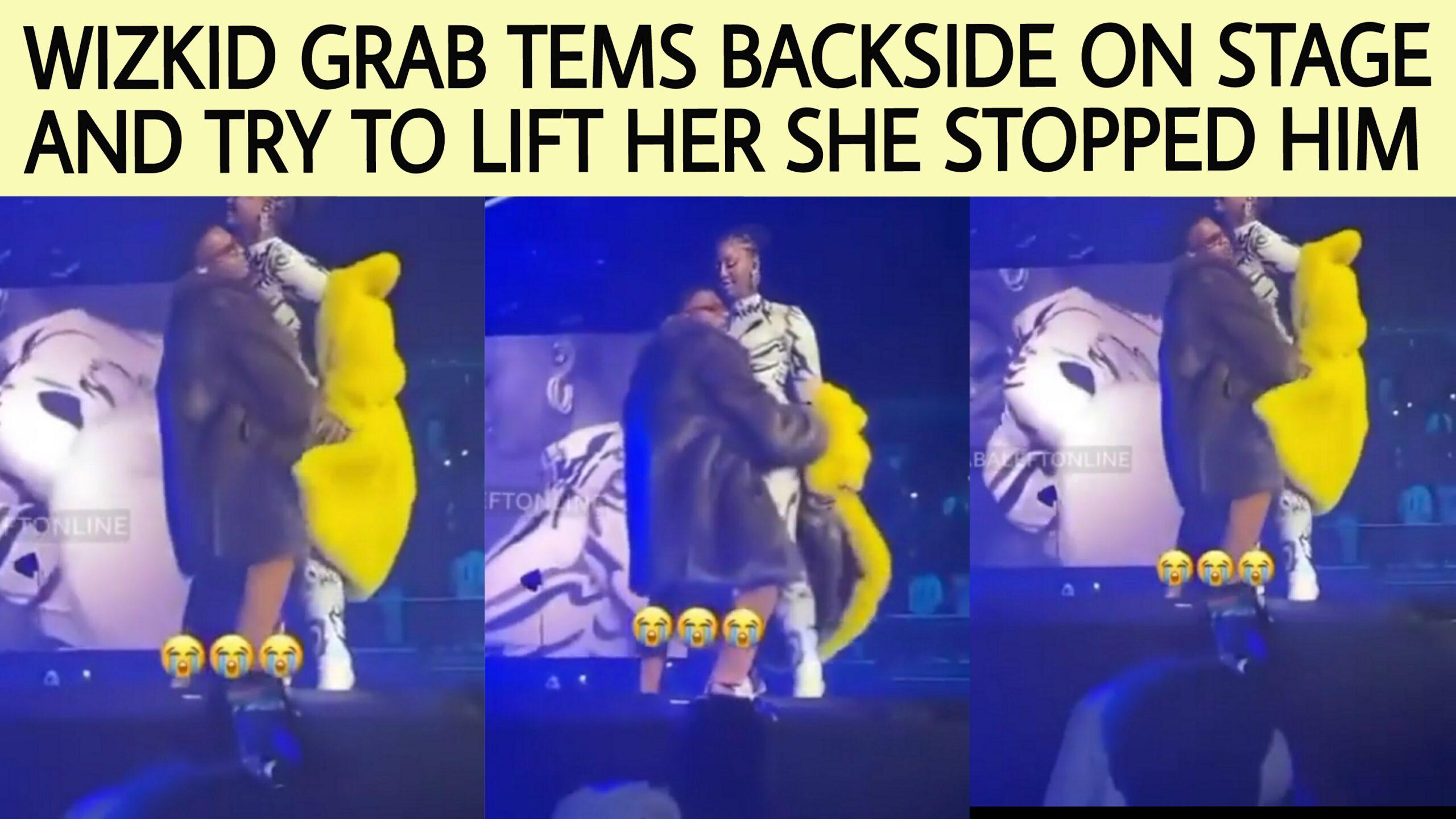 2560x1440 Moment WizKid grabbed Tems Ass on Stage, tries to pull her up but she stopped him