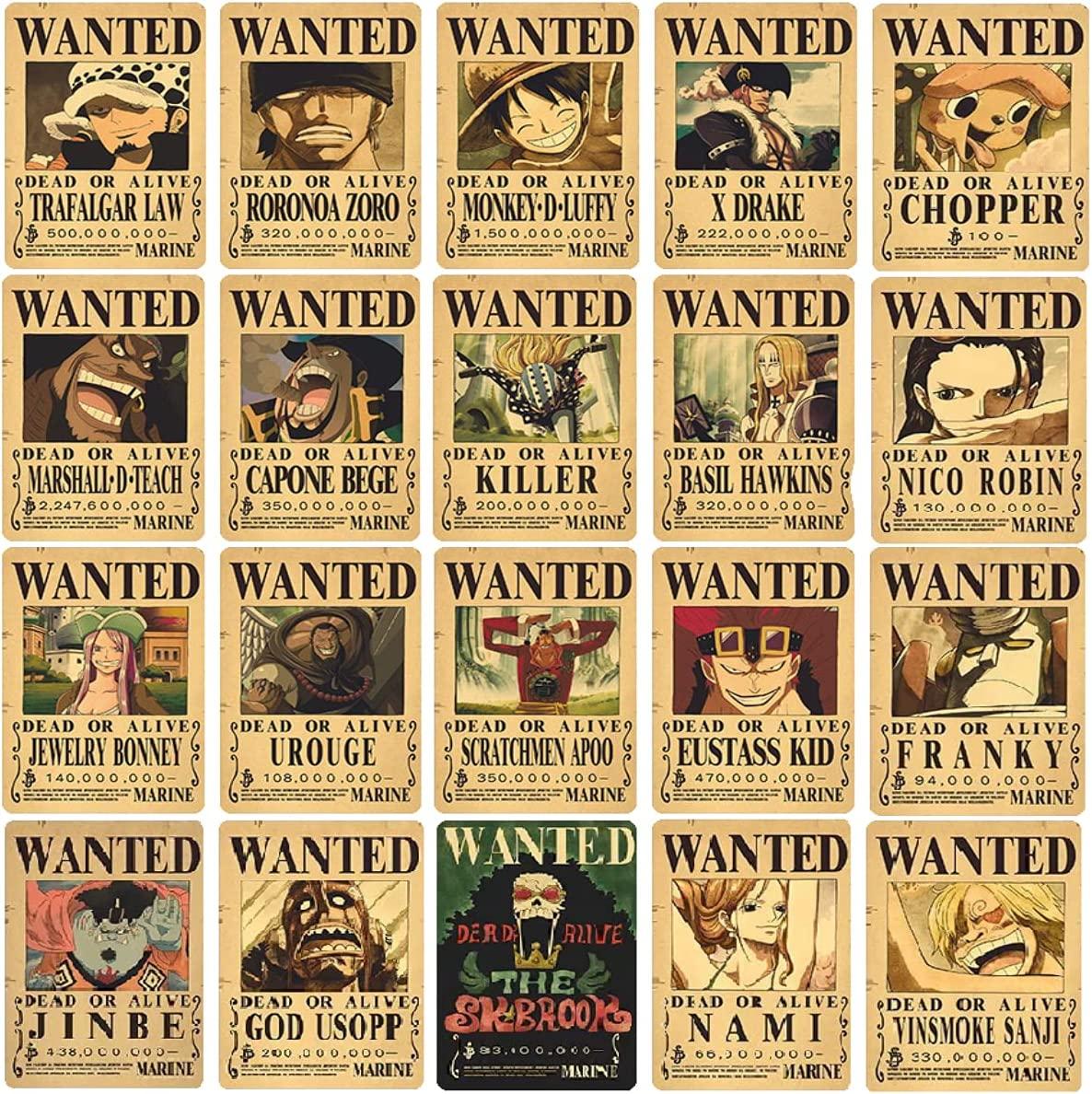 1186x1188 One Piece Animation Wanted Order Poster 40×29cm Kraft Paper Mural Wall Decoration(Straw hat sea Thieves and supernovae) : Home & Kitchen