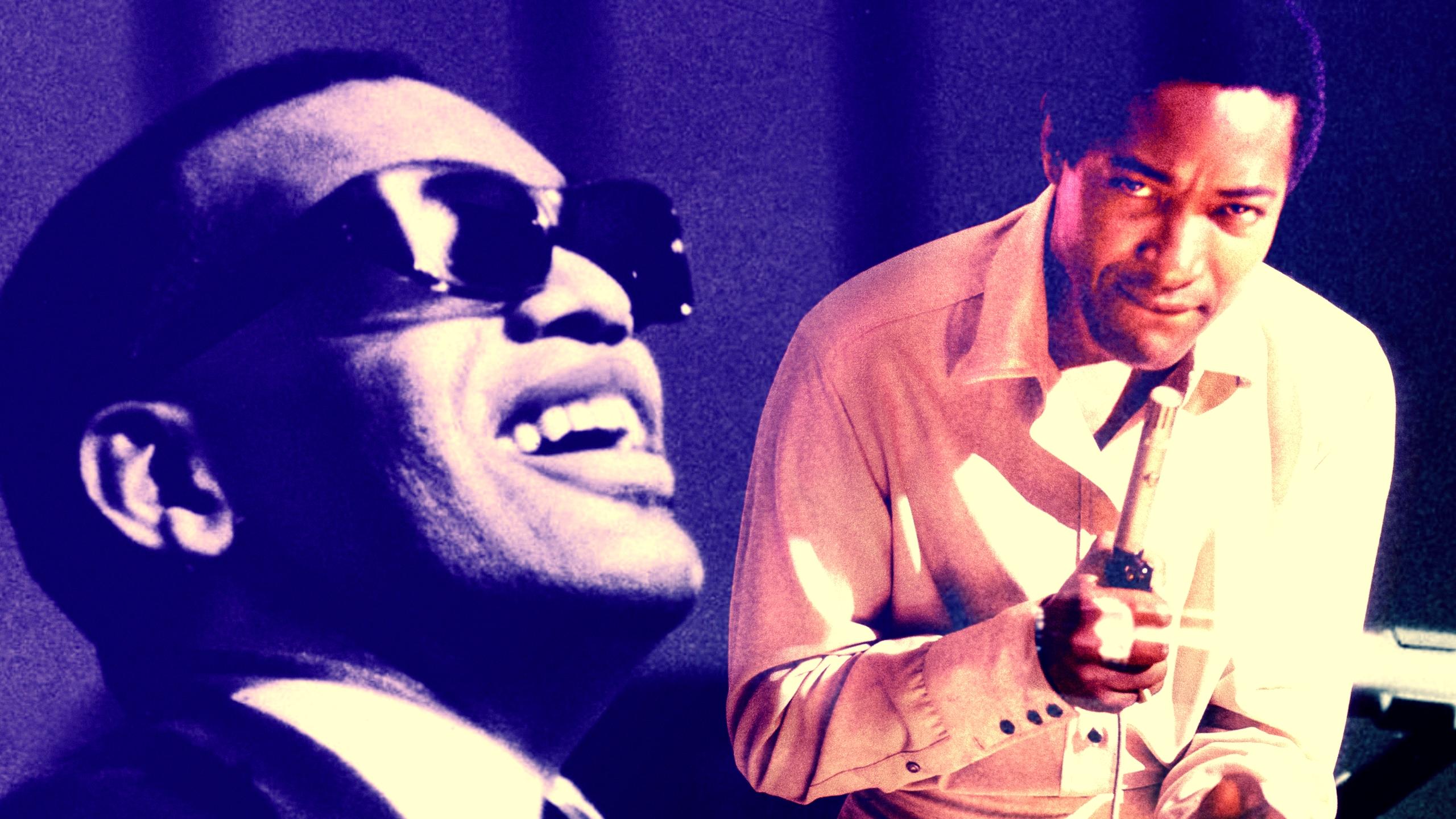 2560x1440 Down Crossover Road: Ray Charles and Sam Cooke in 1960 and Roll Globe
