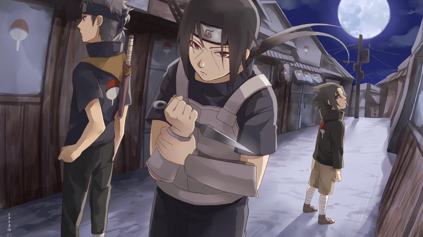 1366x768 Download wallpaper Sasuke, naruto, art, Itachi, Uchiha clan, Shisui, by only., section other in resolution 1366x768