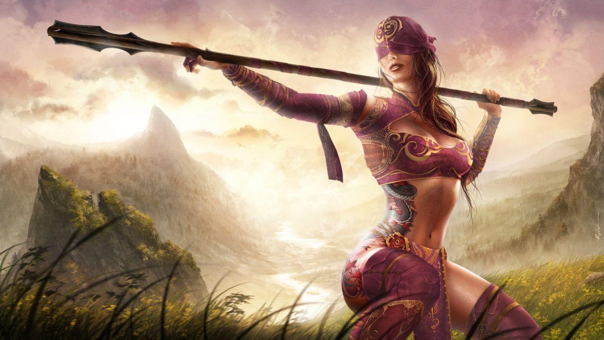 1244x700 WARRIOR WOMEN blindfolded warrior spear tattoo wallpaperx1080