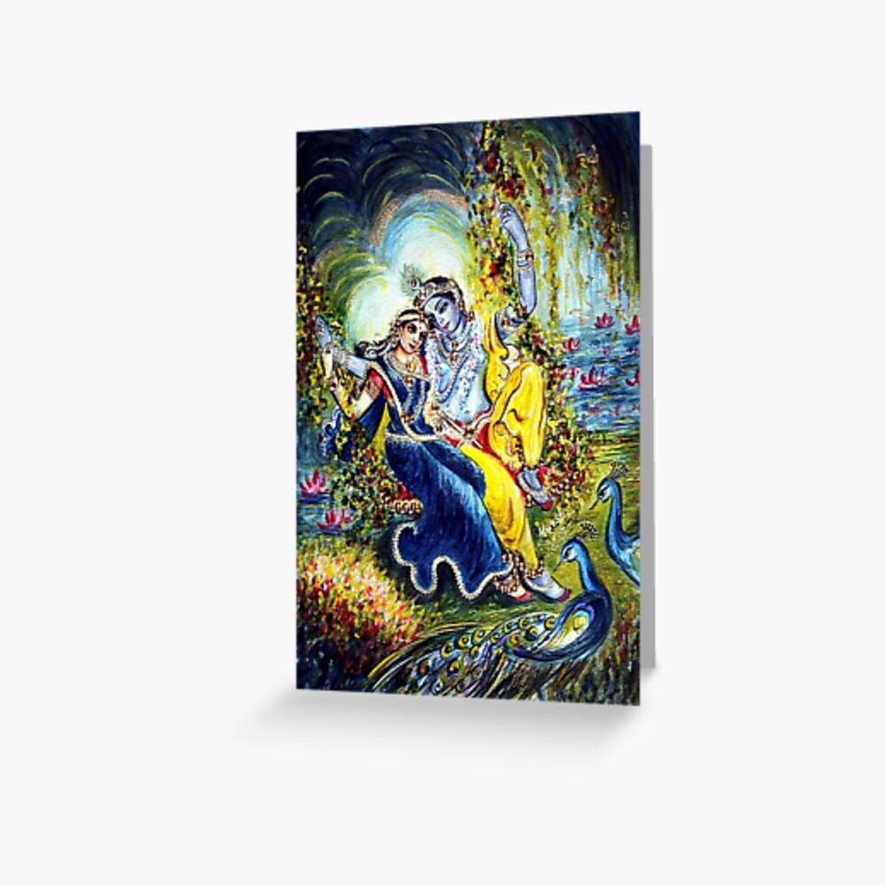 1000x1000 Radha Krishna Jhula Leela Greeting Card
