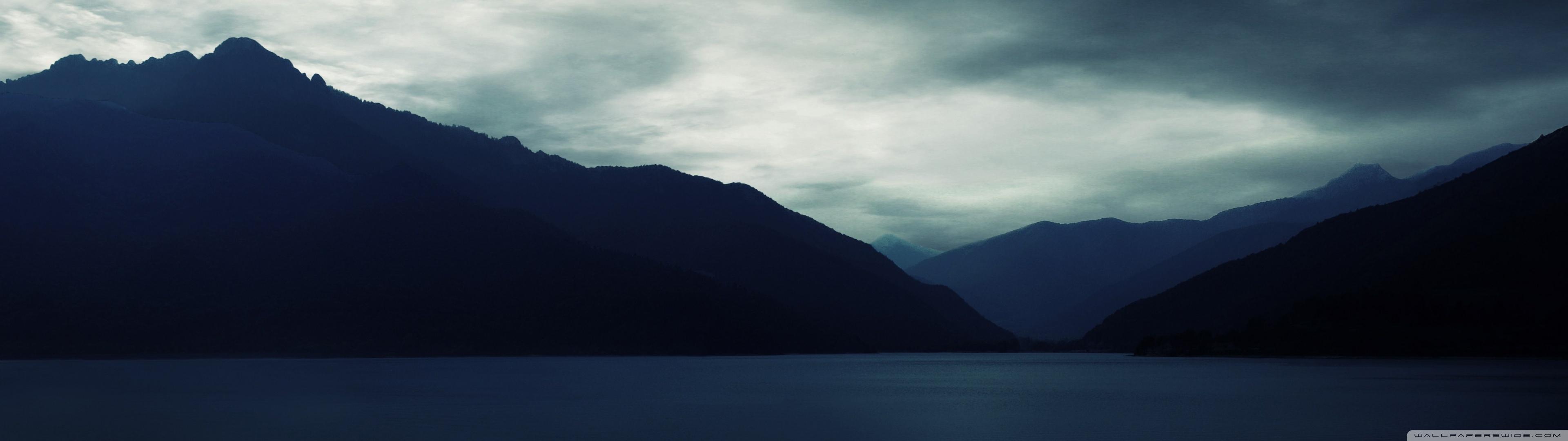 3840x1080 Dark Mountains Ultra HD Desktop Background Wallpaper for : Multi Display, Dual Monitor : Tablet