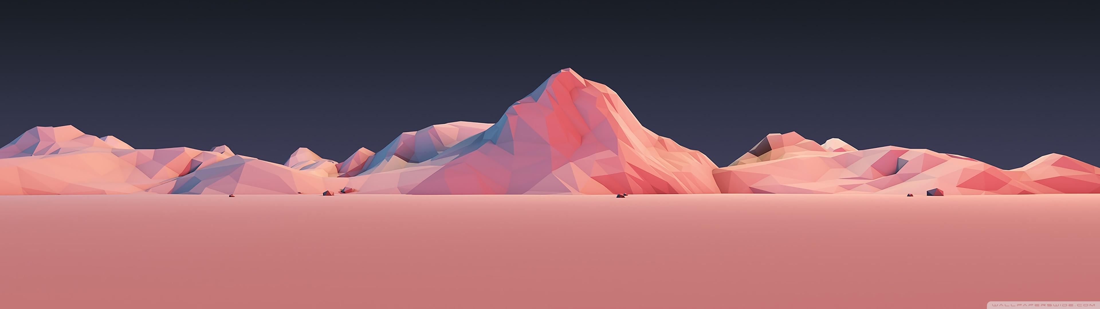 3840x1080 Low Poly Simple Mountain Landscape Ultra HD Desktop Background Wallpaper for : Widescreen & UltraWide Desktop & Laptop : Multi Display, Dual & Triple Monitor : Tablet