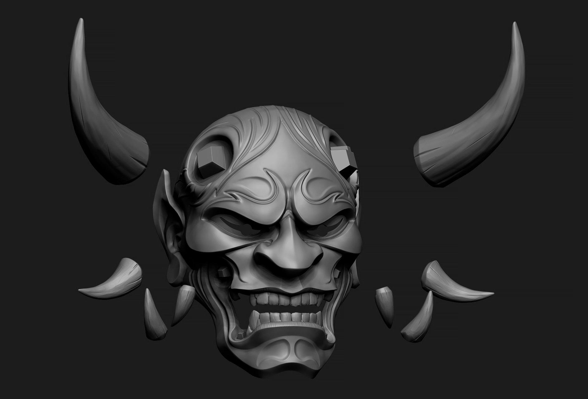 1888x1281 Japanese Hannya Mask Oni Demon Mask Samurai Mask 3D Print
