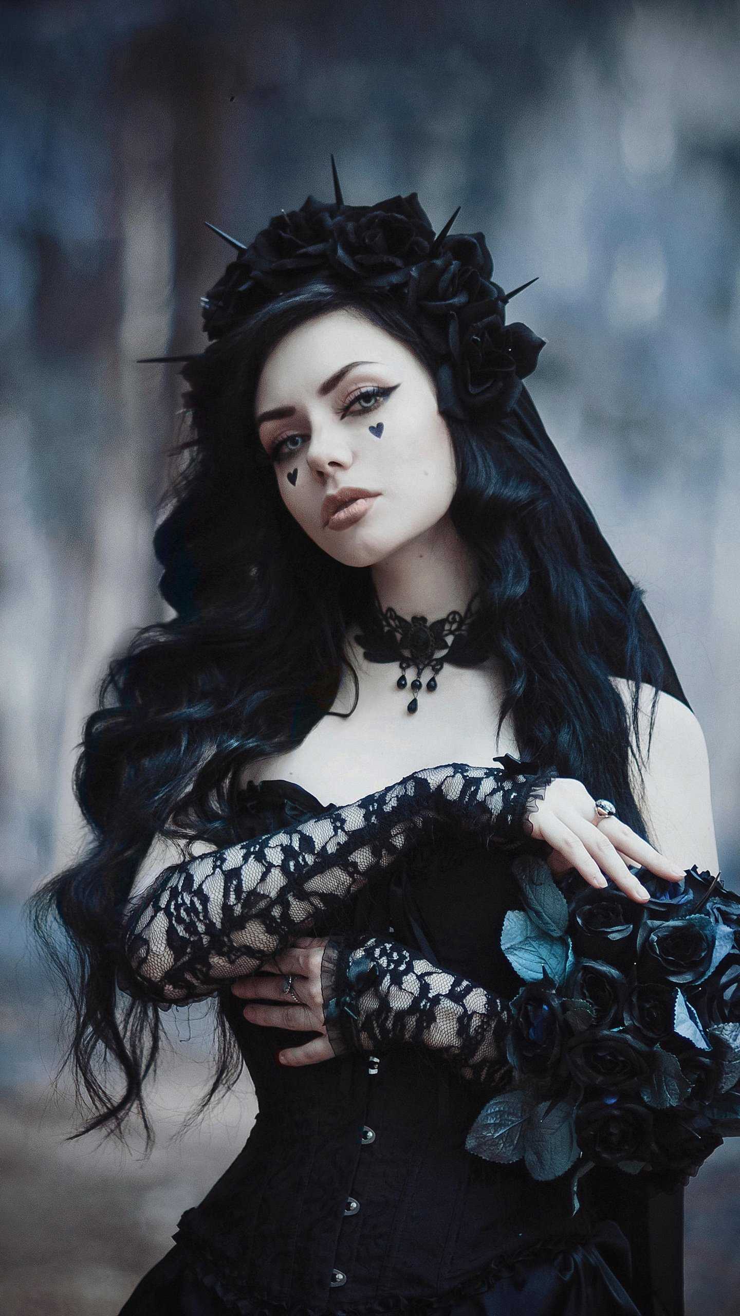 1440x2560 Black Dress Wallpaper